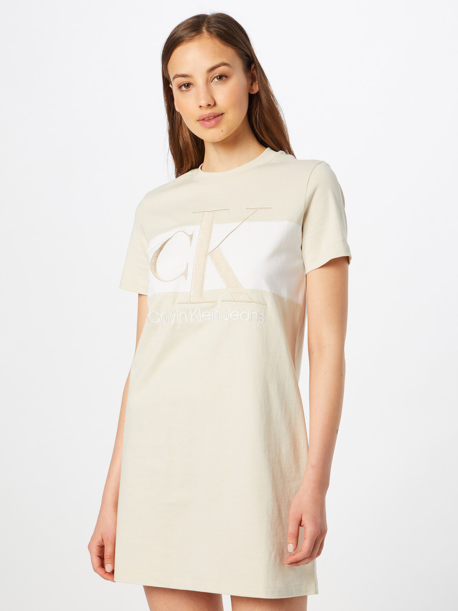 Calvin Klein Jeans Rochie alb / alb coajă de ou - Pled.ro