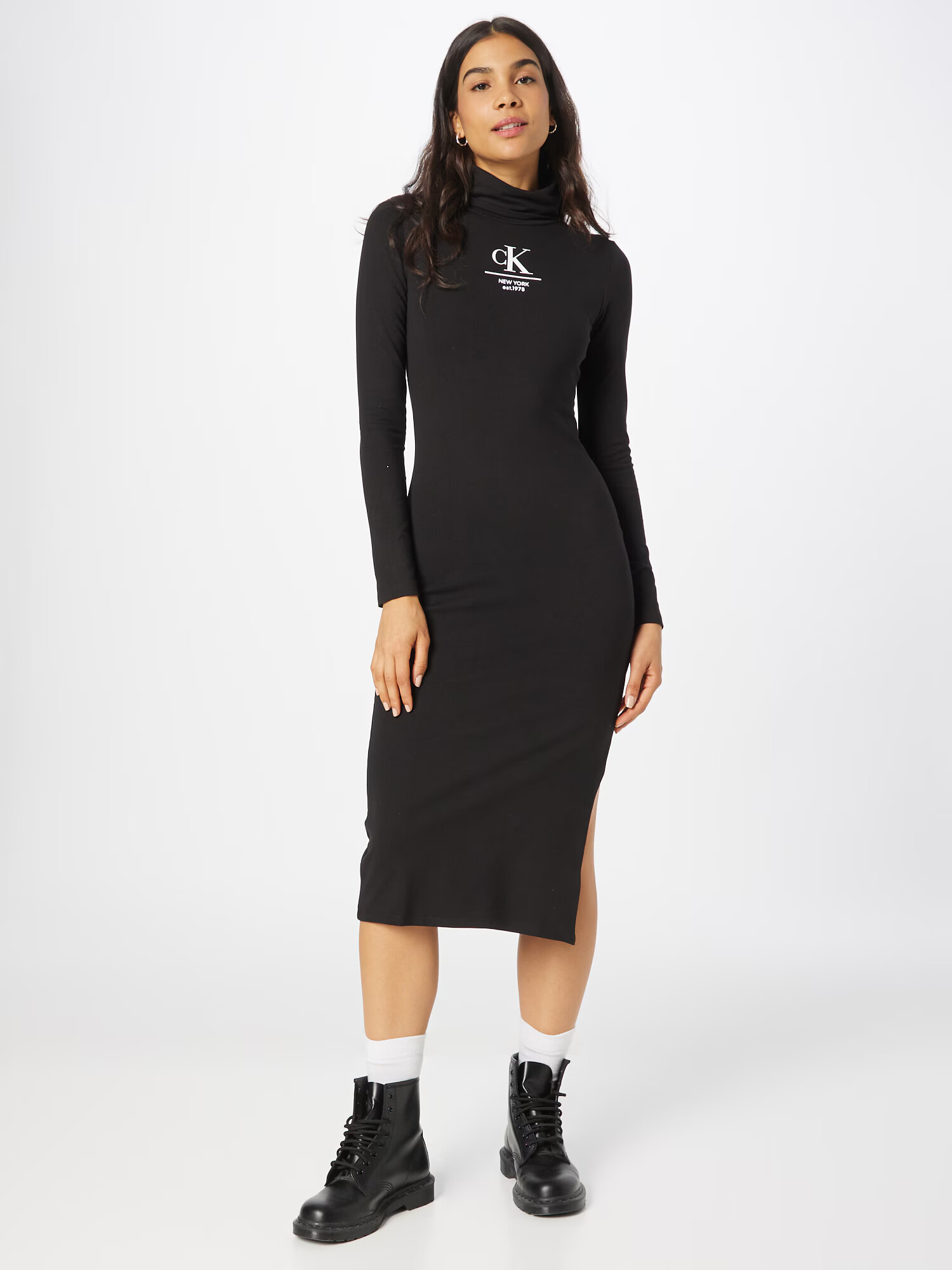 Calvin Klein Jeans Rochie tricotat negru / alb - Pled.ro