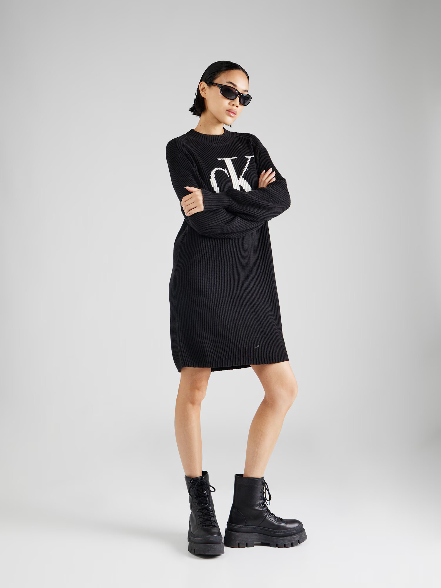 Calvin Klein Jeans Rochie tricotat negru / alb - Pled.ro