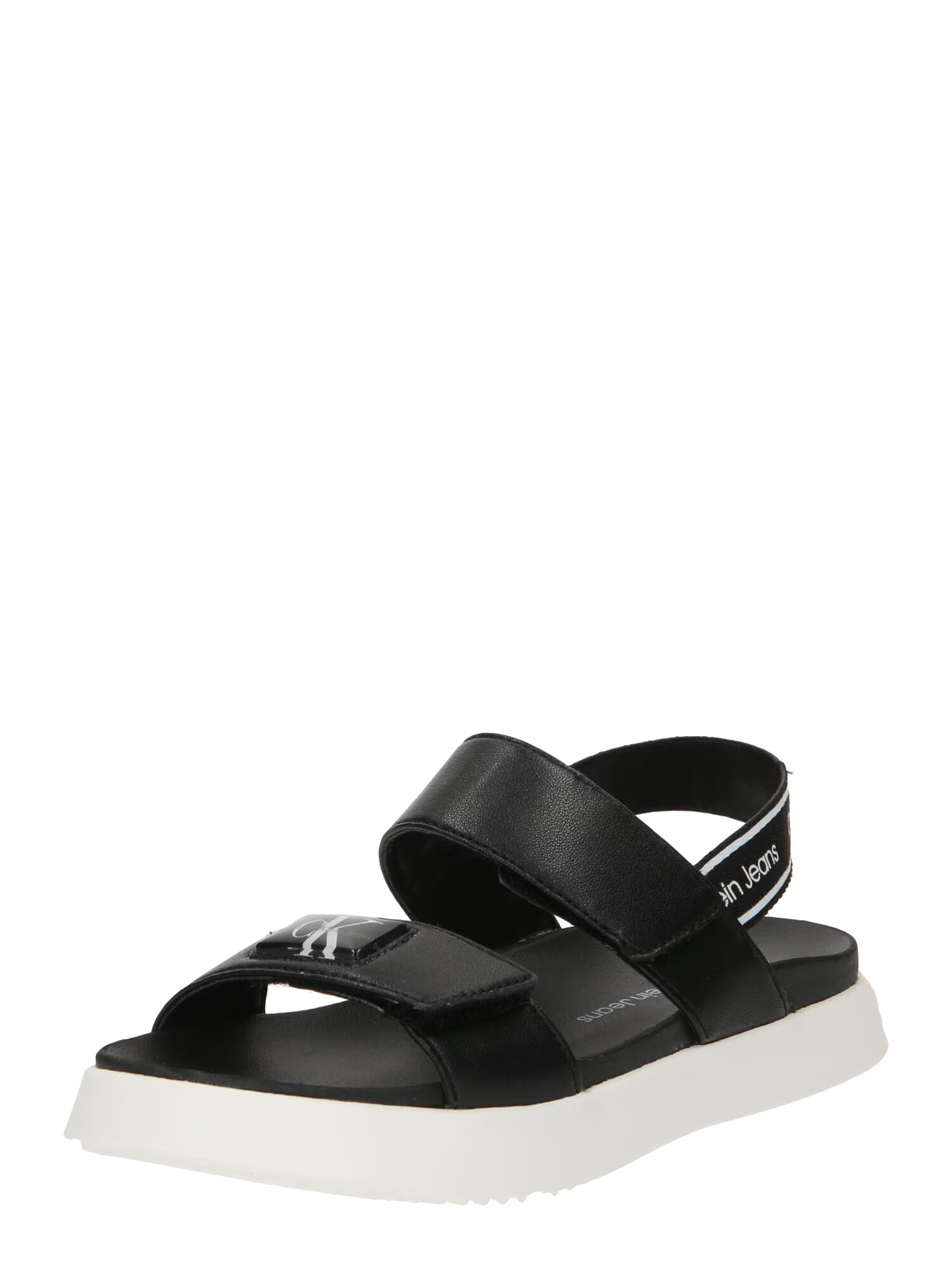 Calvin Klein Jeans Sandale 'VELCRO' negru / alb - Pled.ro