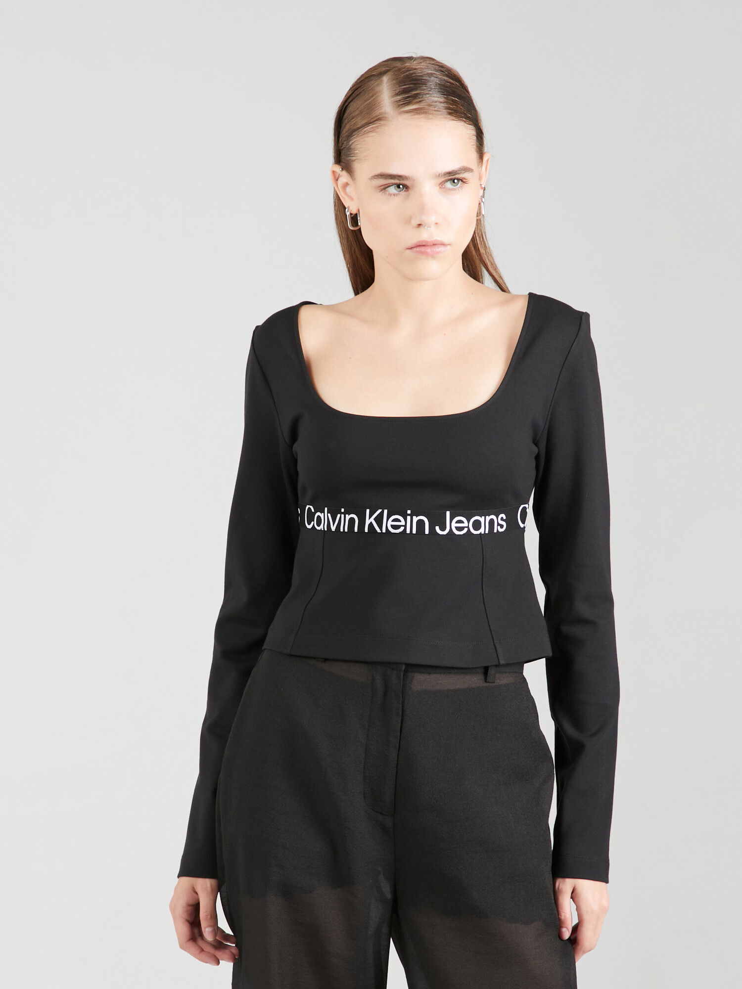 Calvin Klein Jeans Tricou negru / alb - Pled.ro