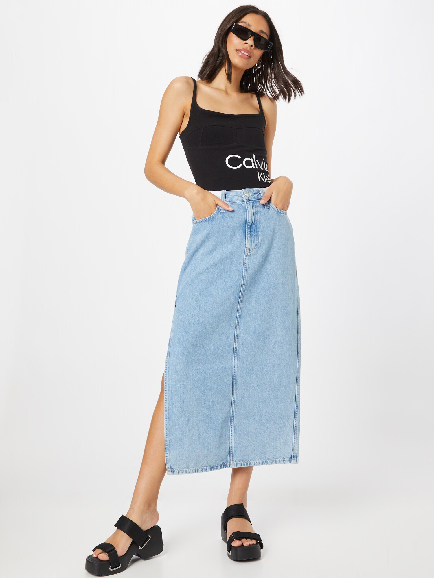 Calvin Klein Jeans Top negru / alb - Pled.ro