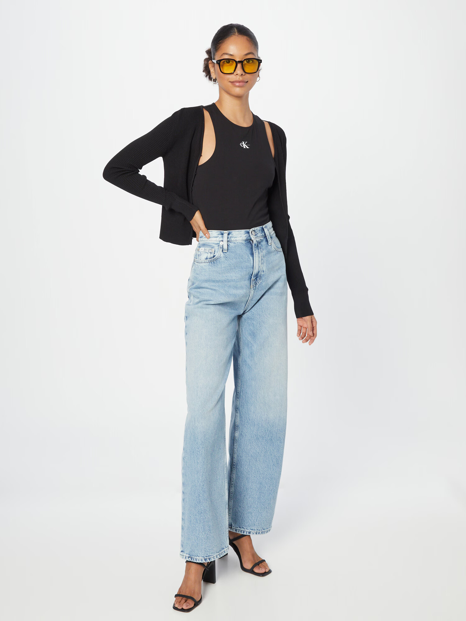 Calvin Klein Jeans Top negru / alb - Pled.ro