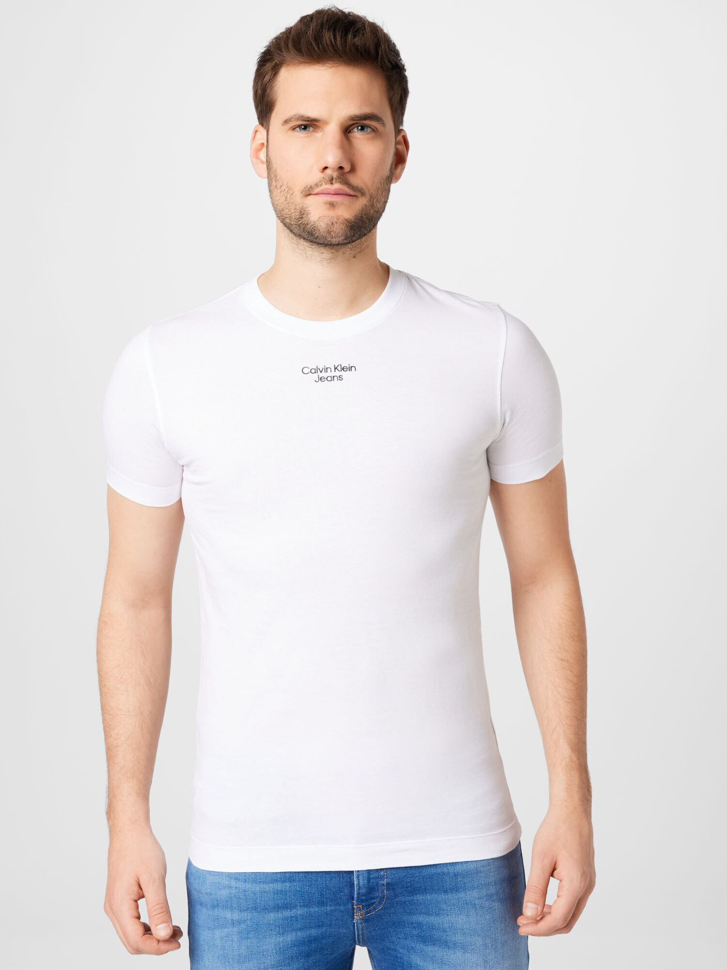 Calvin Klein Jeans Tricou albastru noapte / alb - Pled.ro