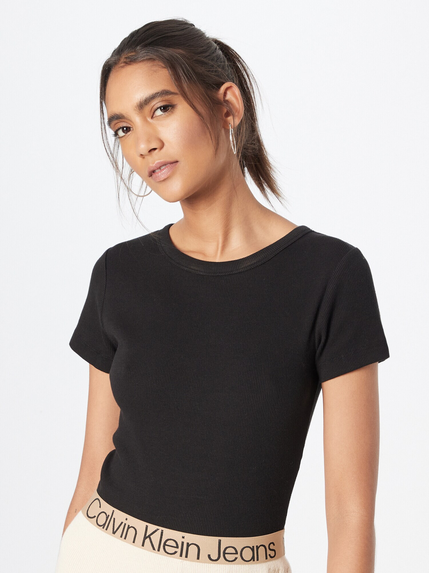 Calvin Klein Jeans Tricou bej deschis / negru - Pled.ro