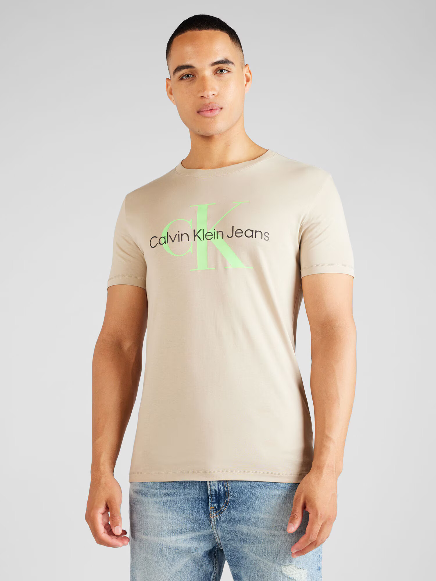 Calvin Klein Jeans Tricou bej / verde kiwi / negru - Pled.ro