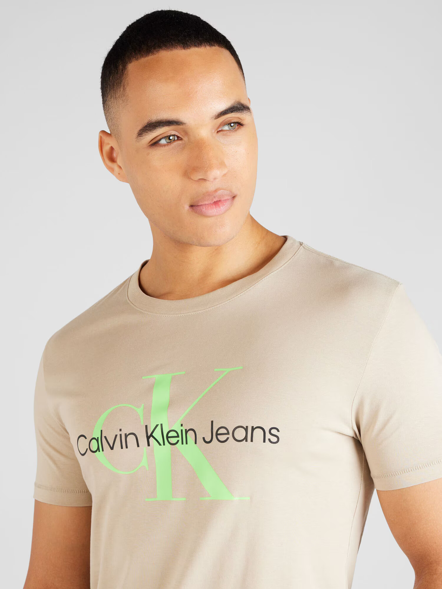 Calvin Klein Jeans Tricou bej / verde kiwi / negru - Pled.ro