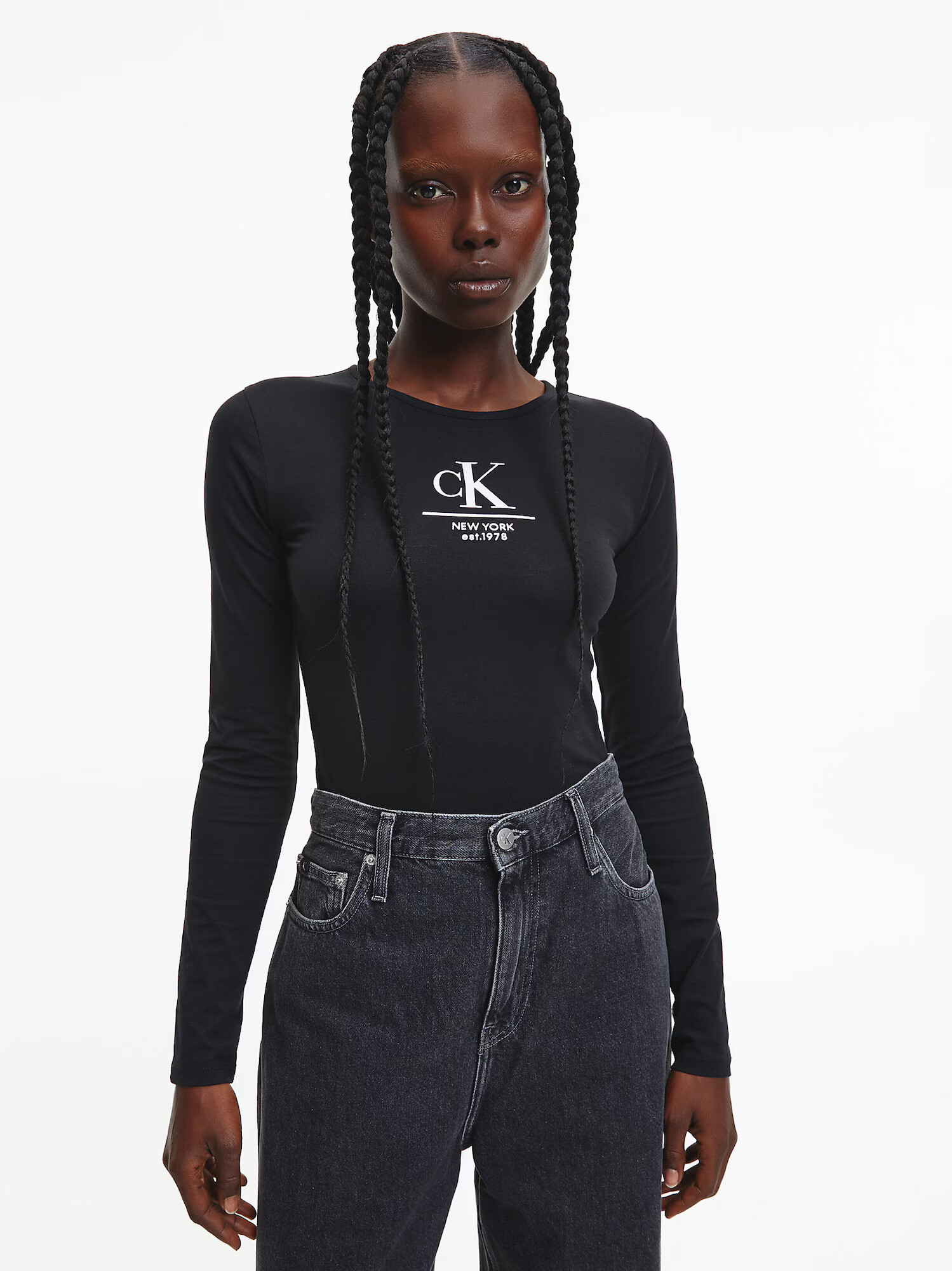 Calvin Klein Jeans Tricou body negru / alb - Pled.ro