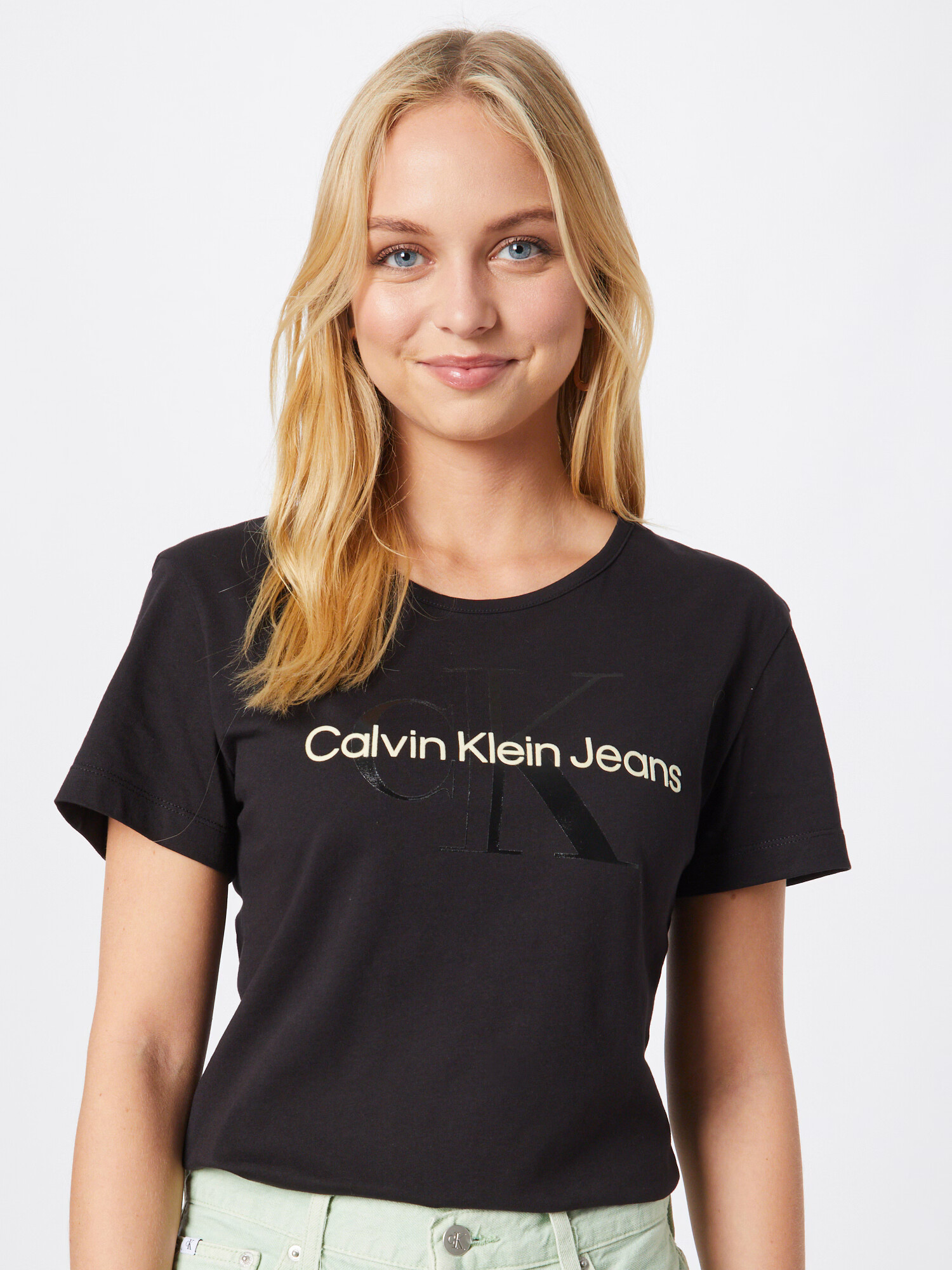 Calvin Klein Jeans Tricou crem / negru - Pled.ro