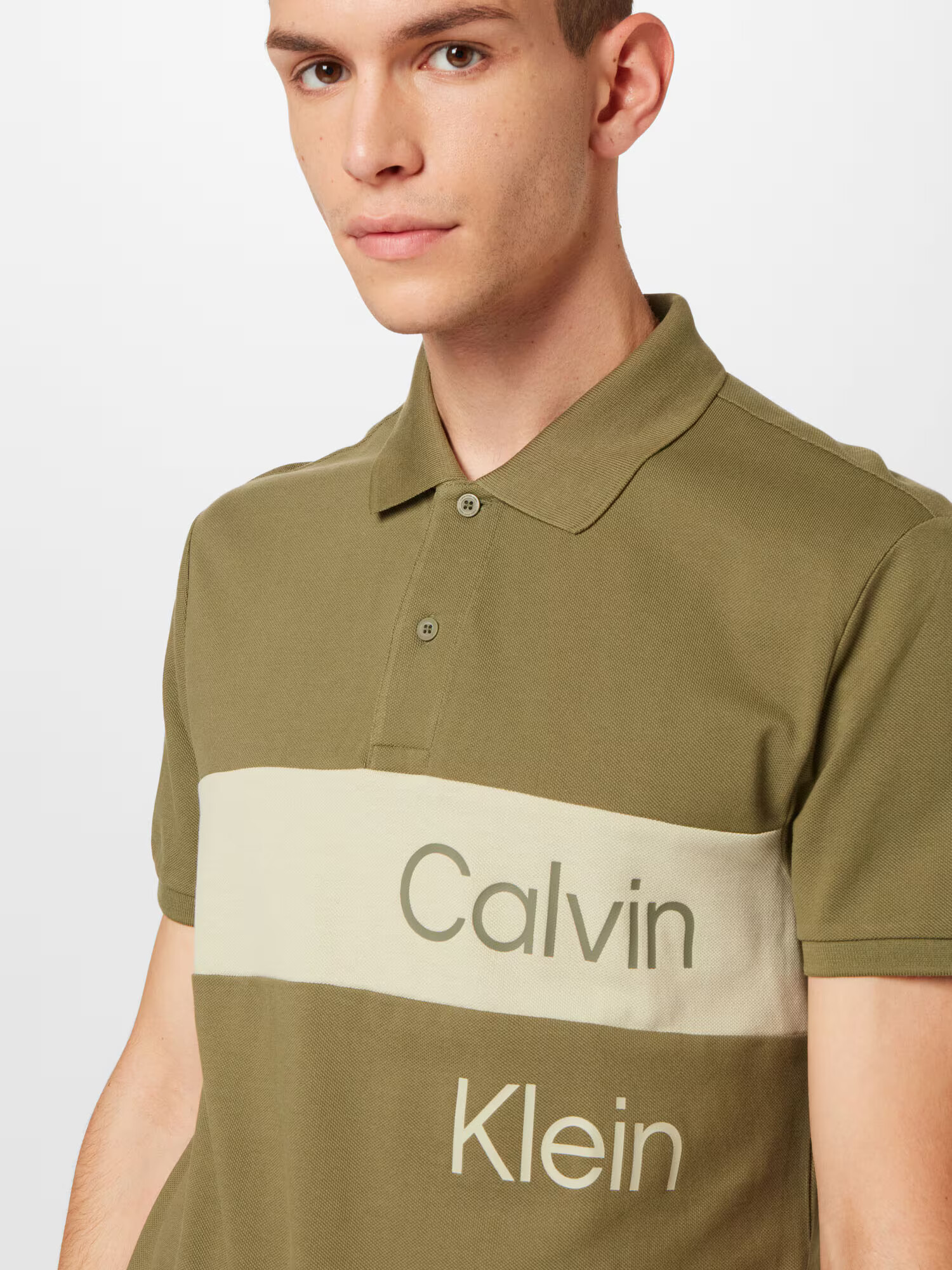 Calvin Klein Jeans Tricou ecru / oliv - Pled.ro