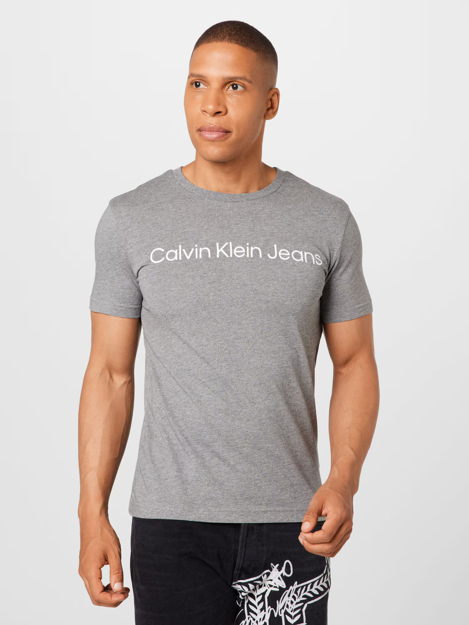 Calvin Klein Jeans Tricou gri amestecat / alb - Pled.ro