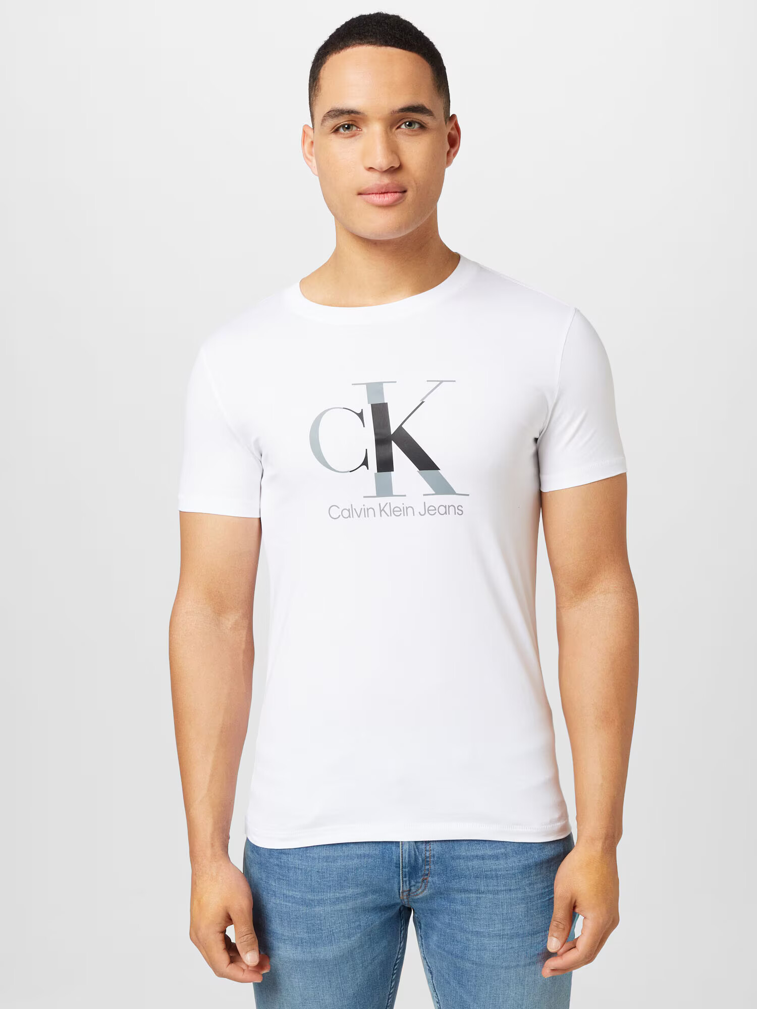 Calvin Klein Jeans Tricou gri argintiu / negru / alb - Pled.ro