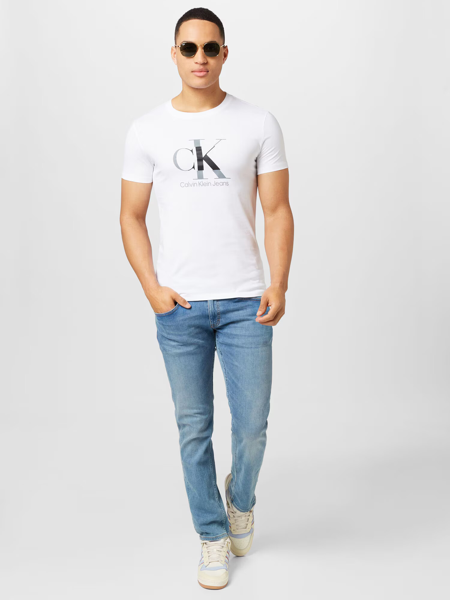 Calvin Klein Jeans Tricou gri argintiu / negru / alb - Pled.ro