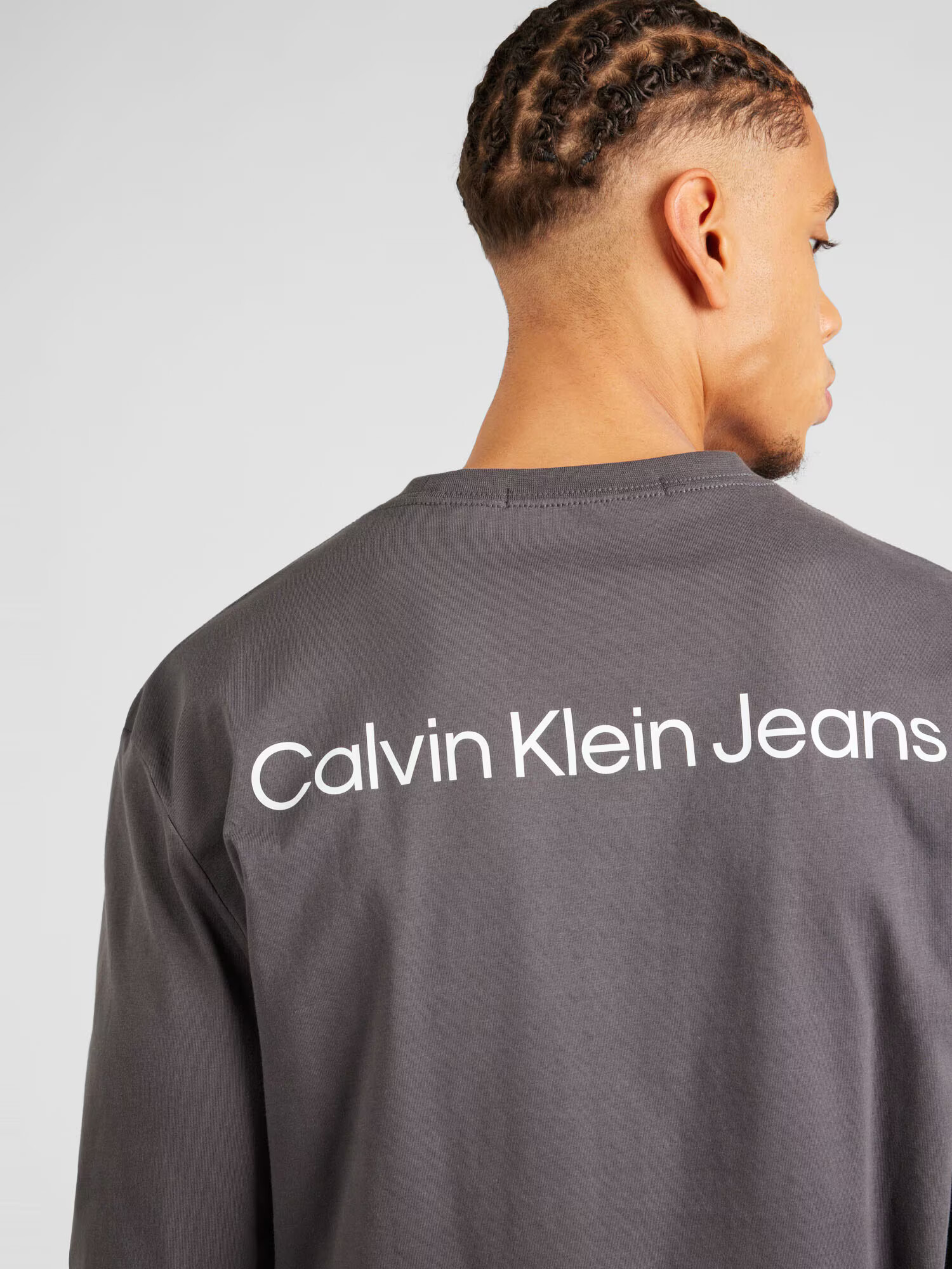 Calvin Klein Jeans Tricou 'Institutional' gri închis / alb - Pled.ro