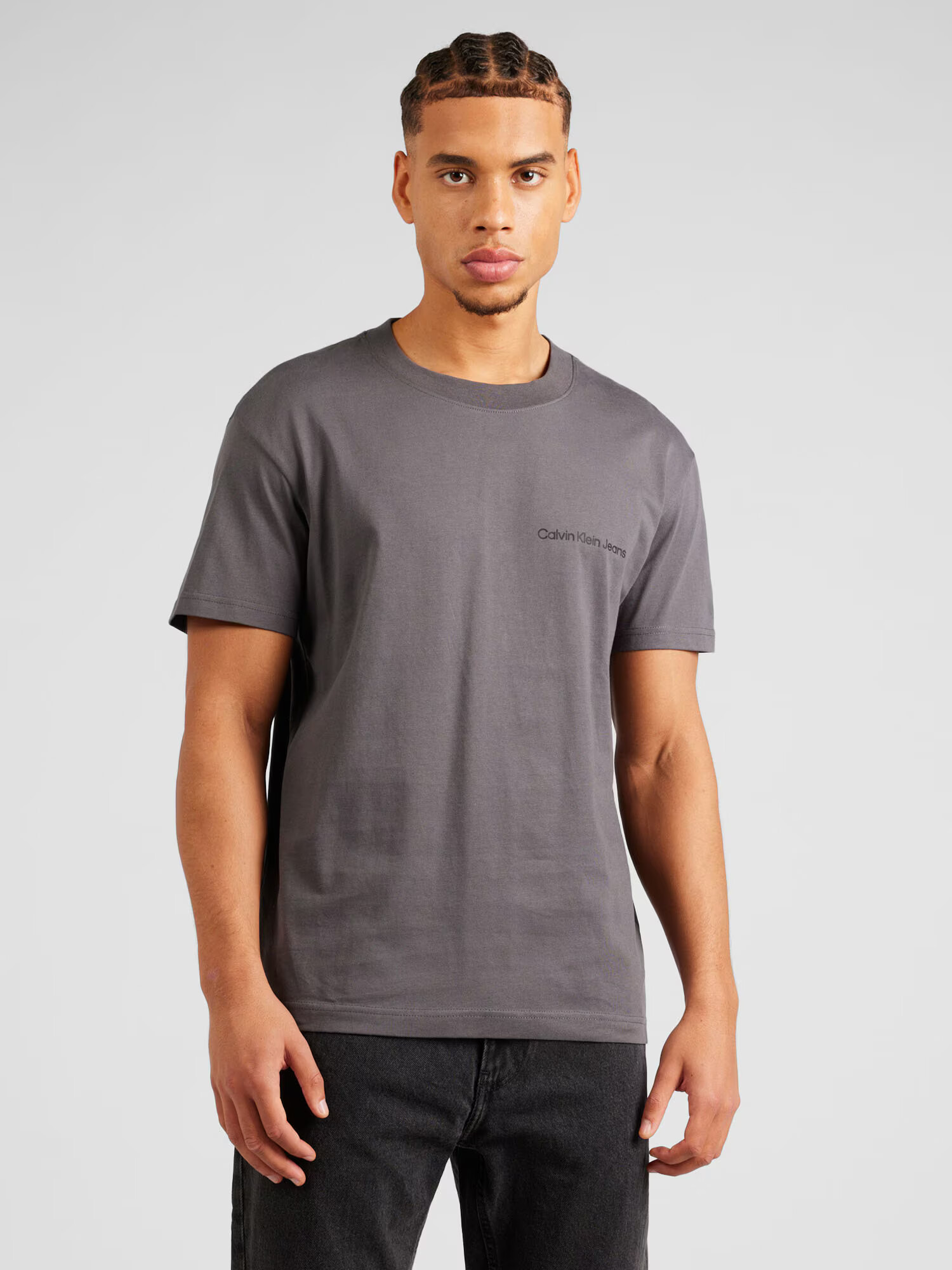 Calvin Klein Jeans Tricou 'Institutional' gri închis / negru - Pled.ro