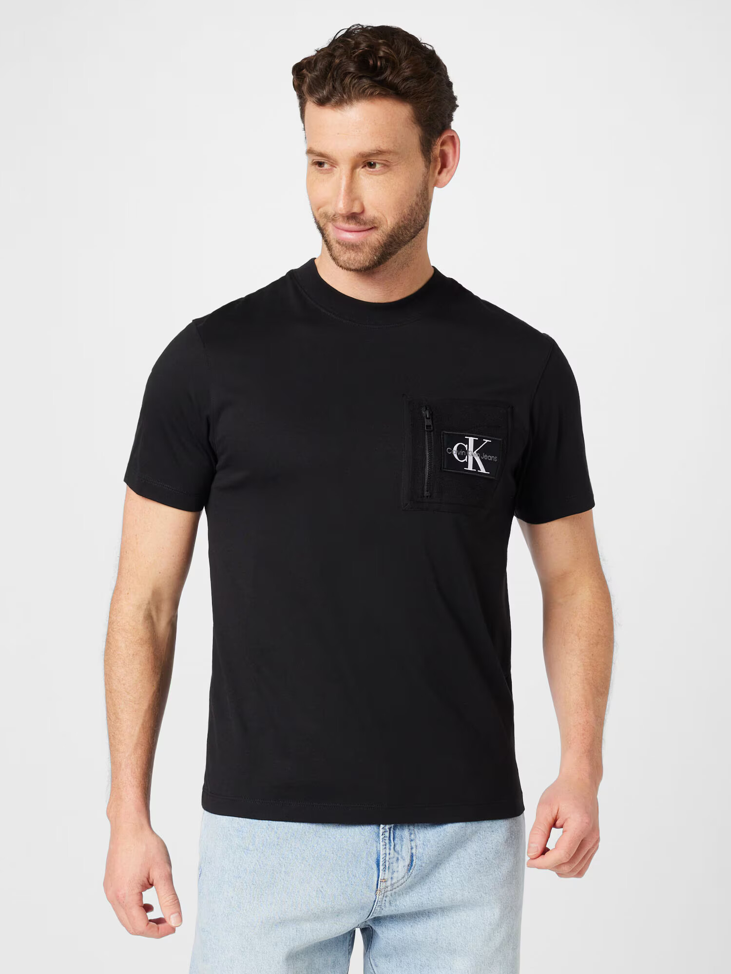 Calvin Klein Jeans Tricou negru / alb - Pled.ro