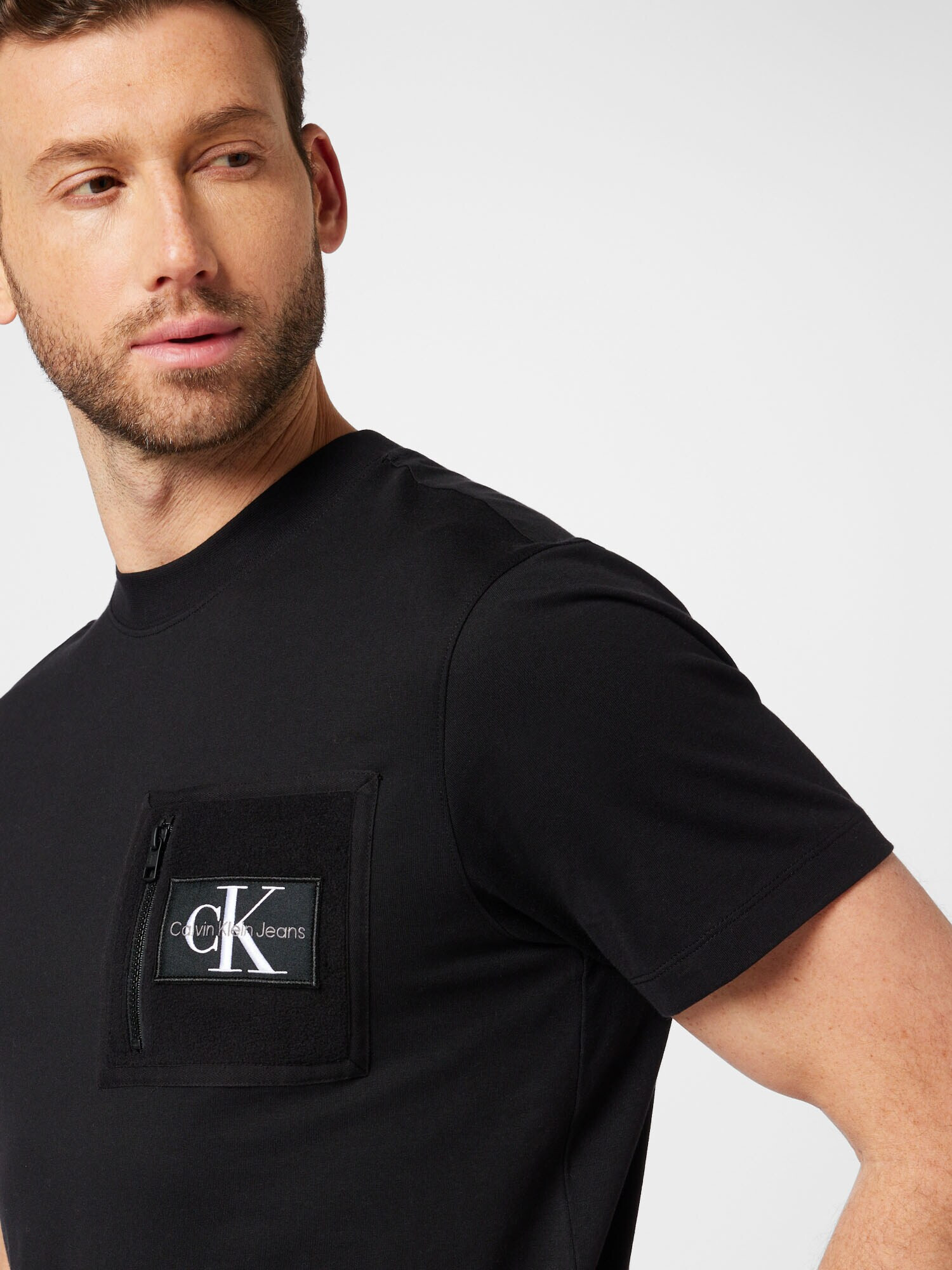 Calvin Klein Jeans Tricou negru / alb - Pled.ro