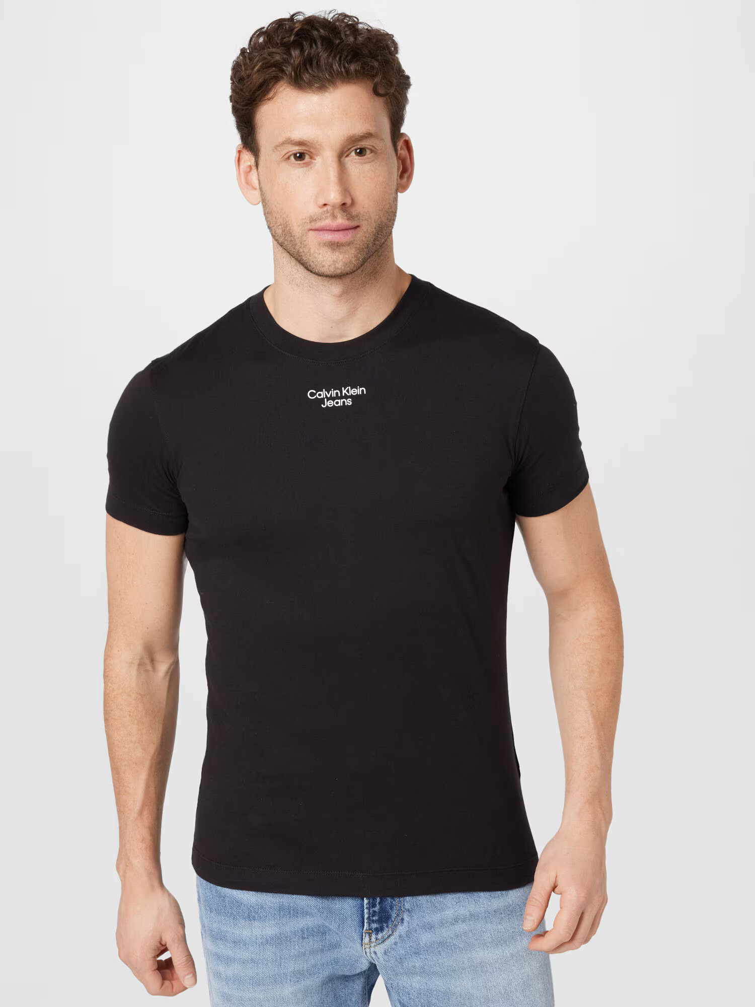 Calvin Klein Jeans Tricou negru / alb - Pled.ro