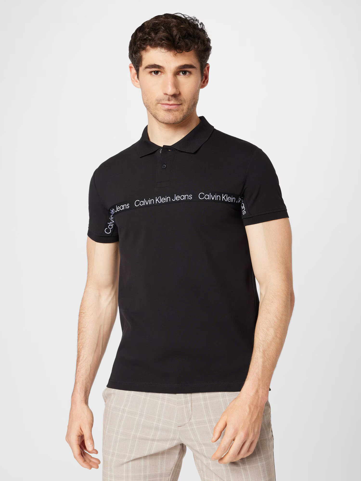 Calvin Klein Jeans Tricou negru / alb - Pled.ro