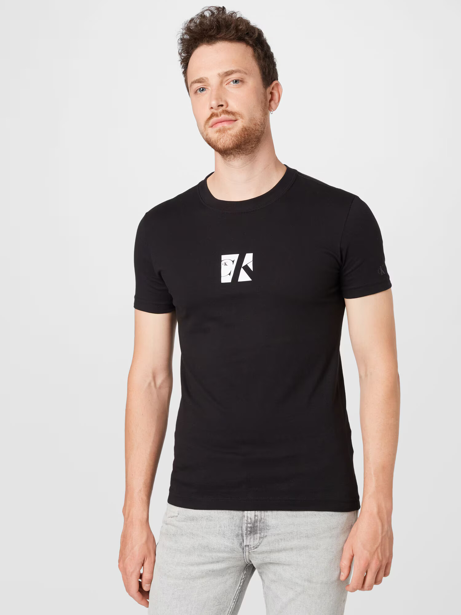 Calvin Klein Jeans Tricou negru / alb - Pled.ro