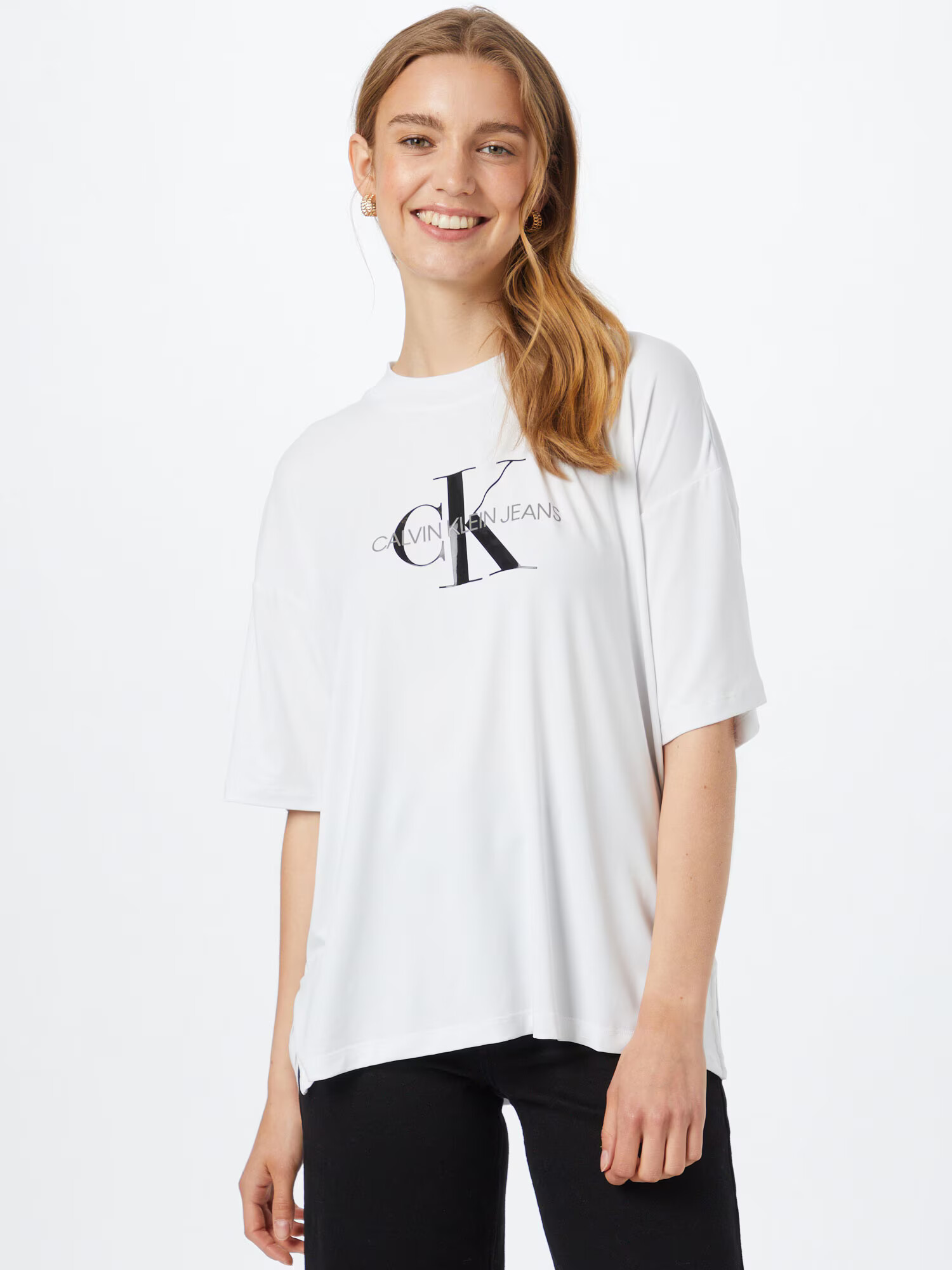 Calvin Klein Jeans Tricou negru / alb - Pled.ro