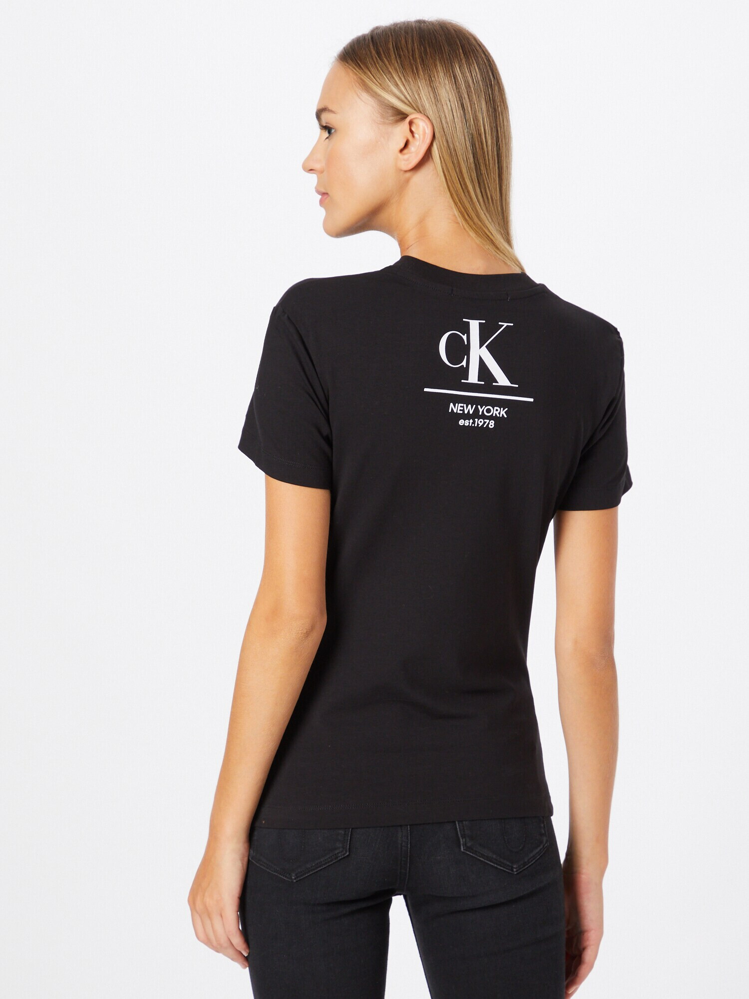 Calvin Klein Jeans Tricou negru / alb - Pled.ro