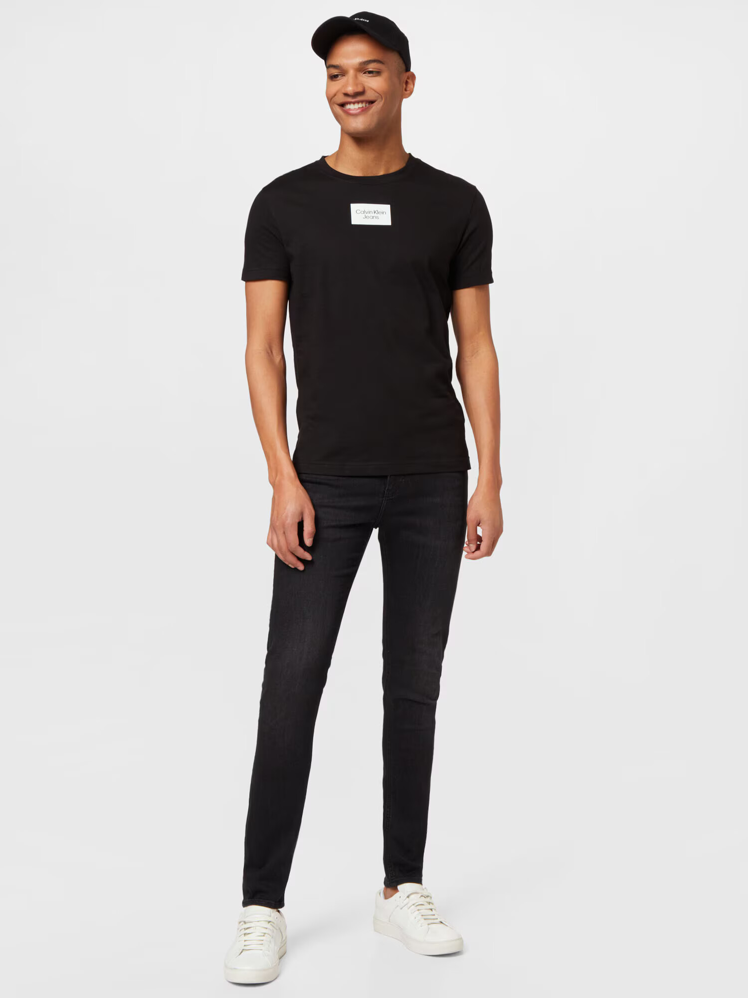 Calvin Klein Jeans Tricou negru / alb - Pled.ro