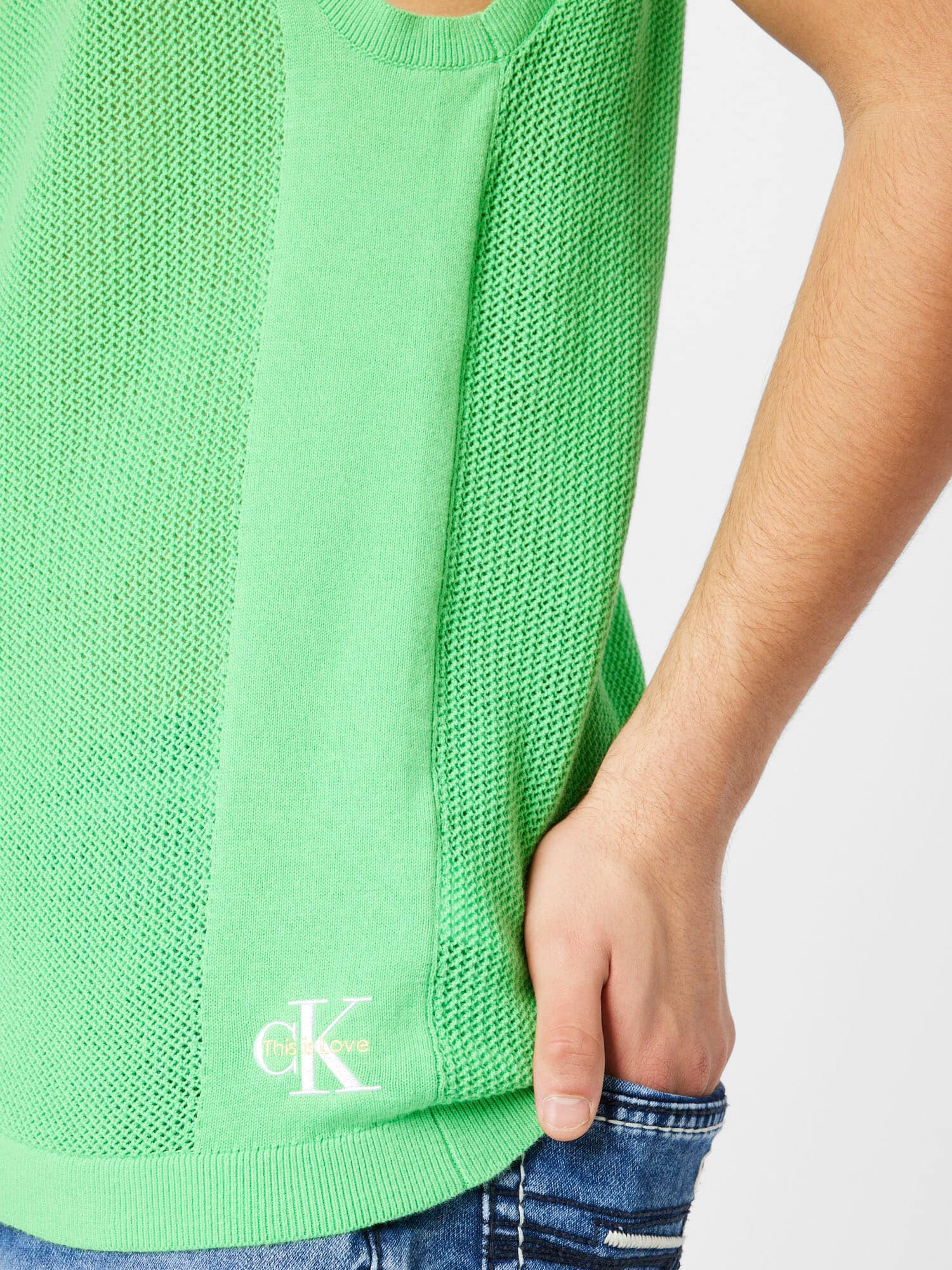 Calvin Klein Jeans Tricou verde / alb - Pled.ro