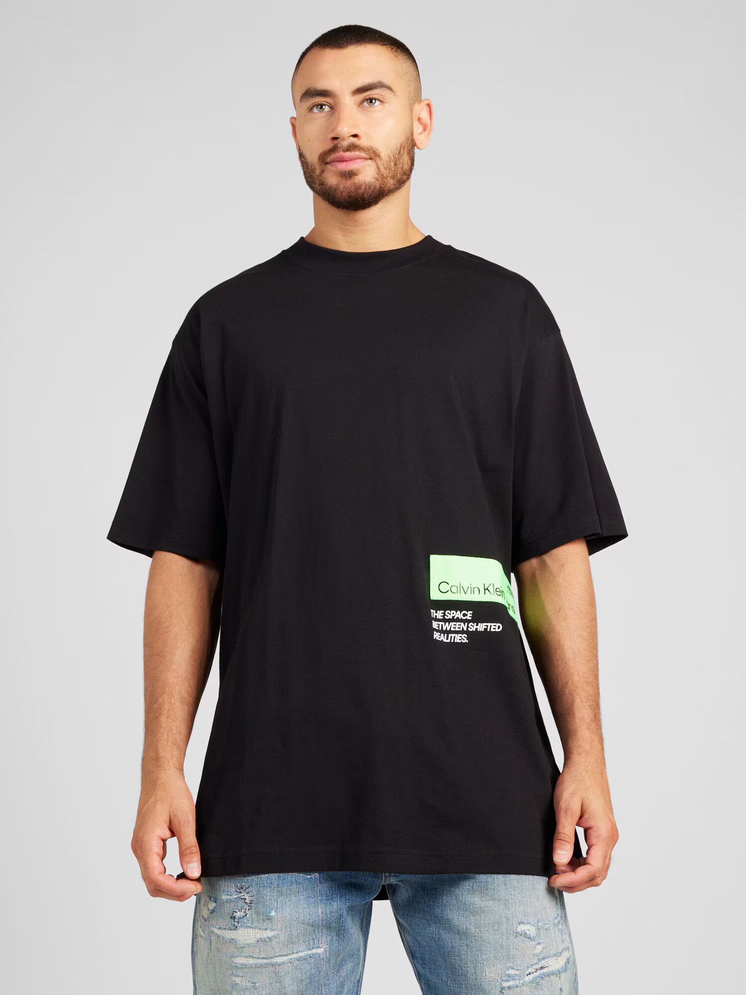 Calvin Klein Jeans Tricou verde mentă / negru / alb - Pled.ro