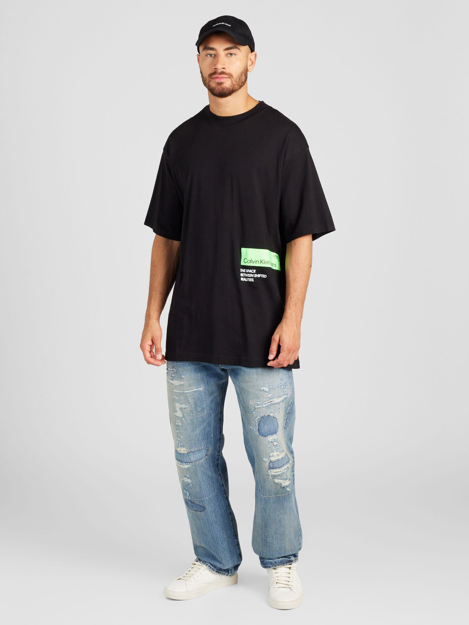 Calvin Klein Jeans Tricou verde mentă / negru / alb - Pled.ro