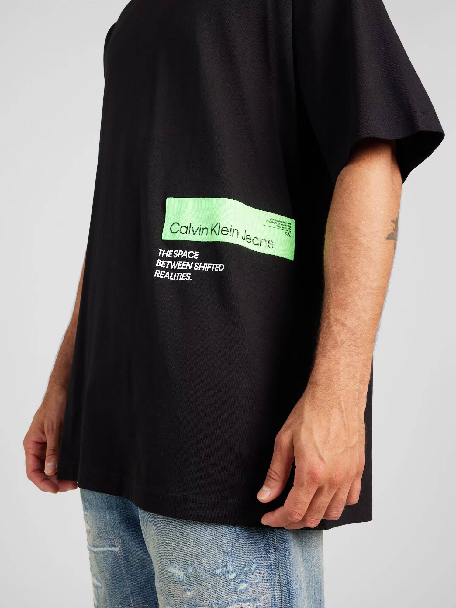 Calvin Klein Jeans Tricou verde mentă / negru / alb - Pled.ro