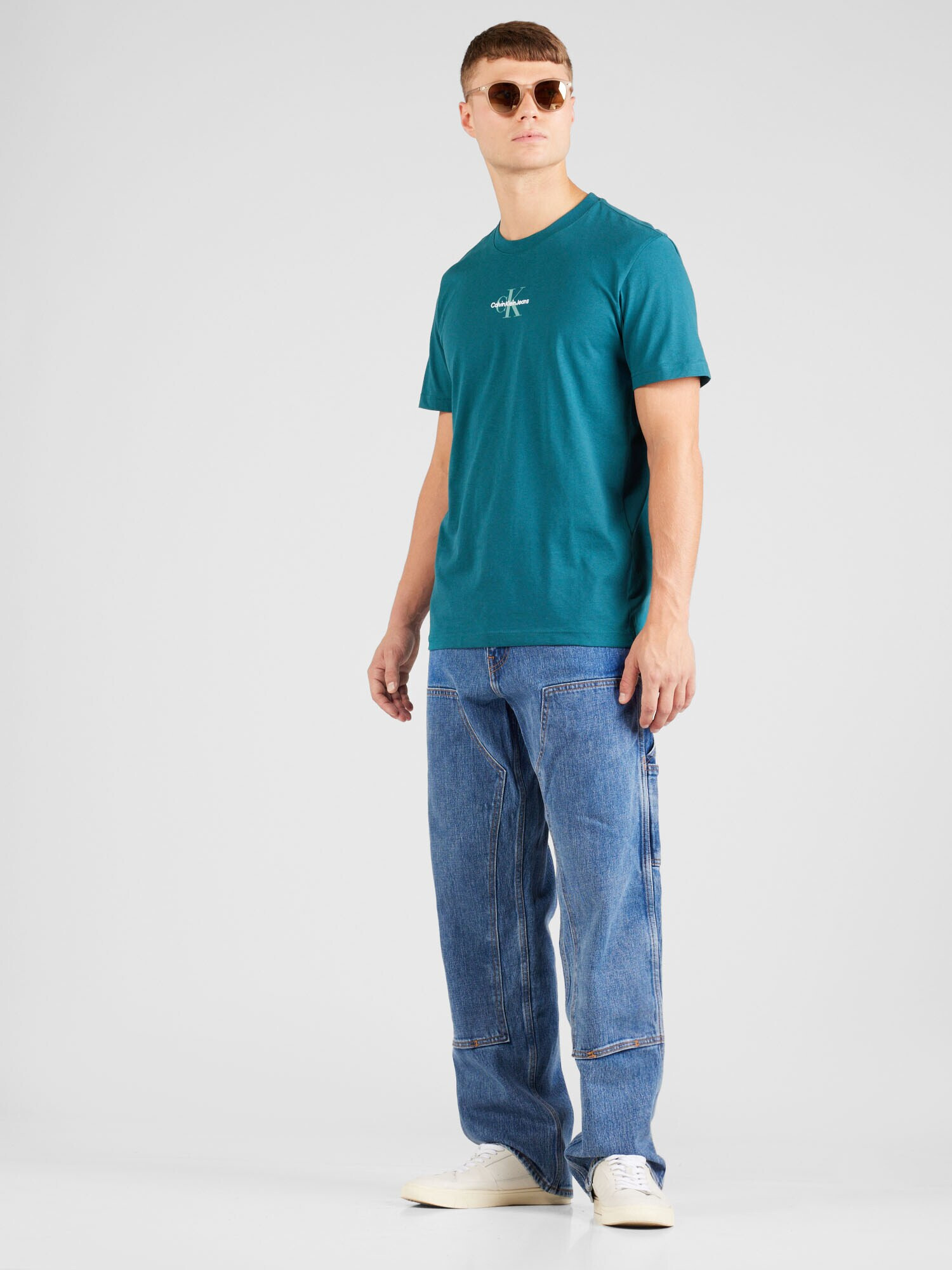 Calvin Klein Jeans Tricou verde petrol / verde pastel / alb - Pled.ro