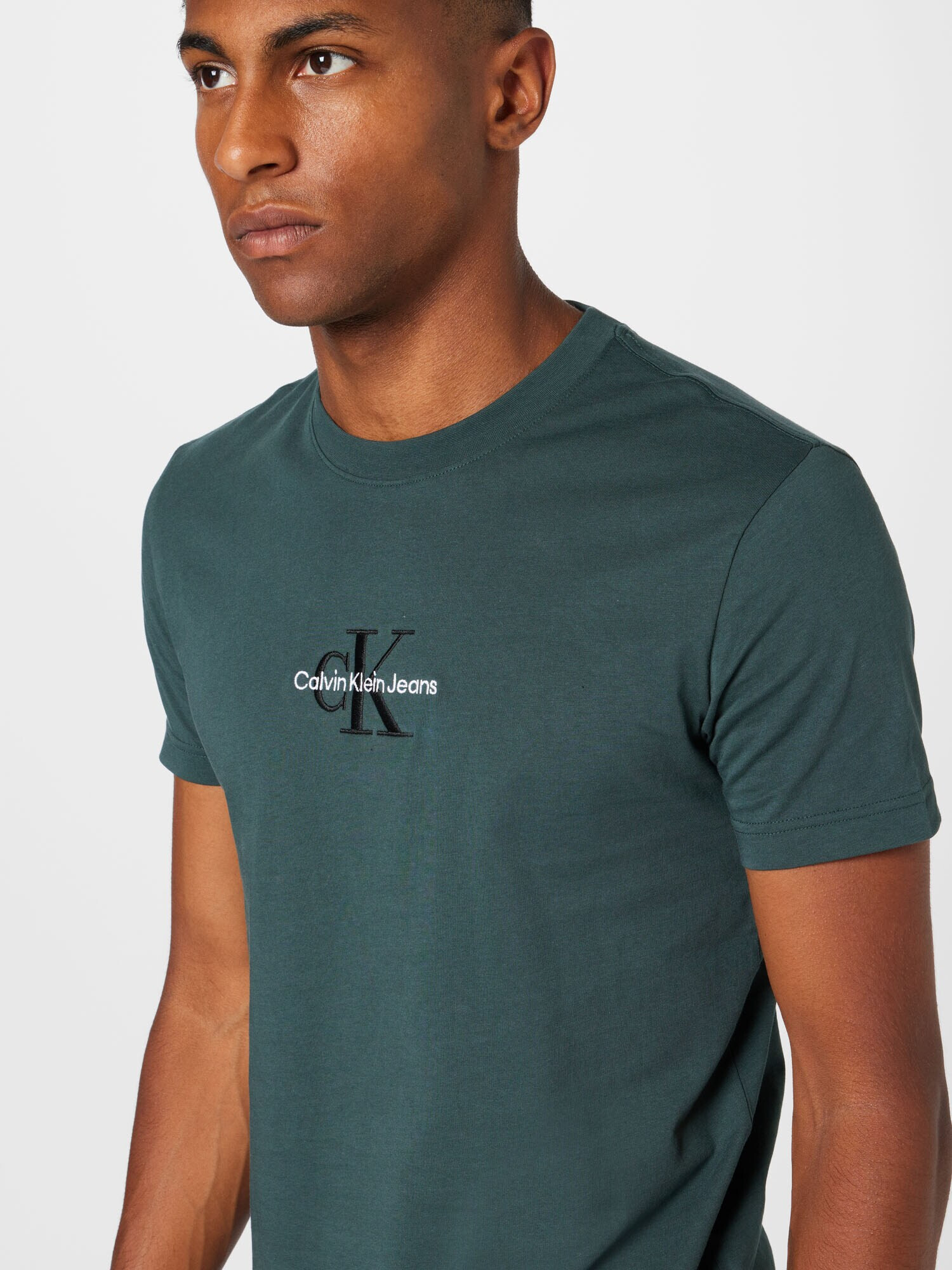 Calvin Klein Jeans Tricou verde smarald / negru / alb - Pled.ro