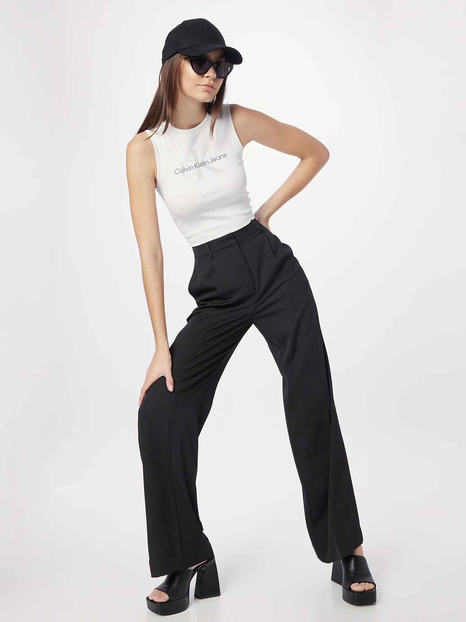 Calvin Klein Pantaloni cu dungă negru - Pled.ro