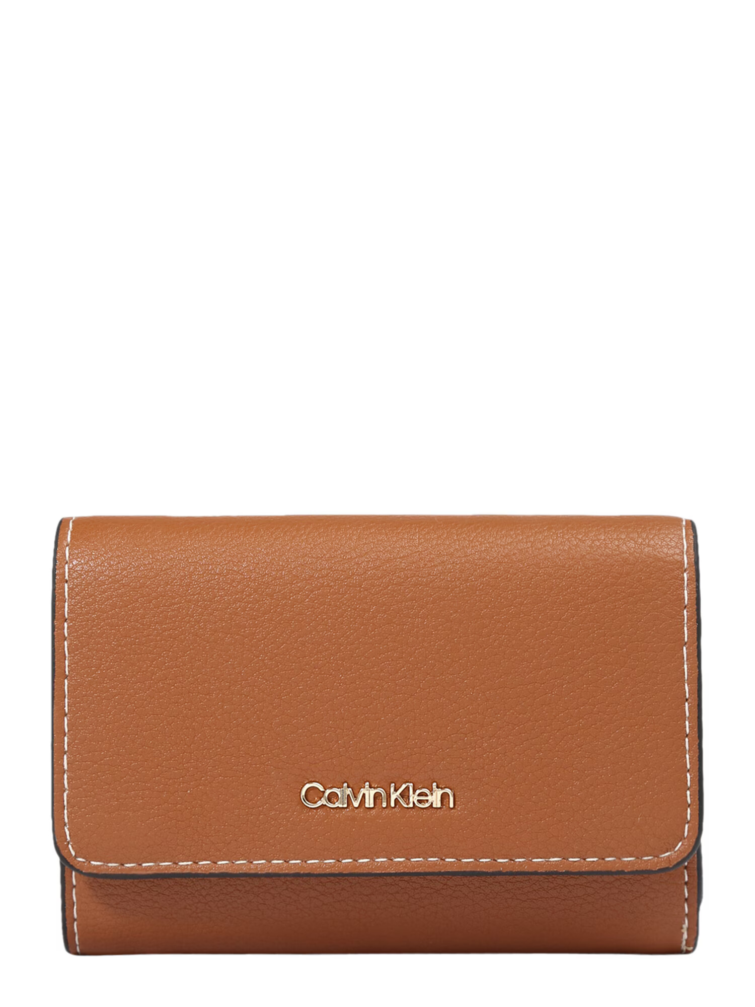 Calvin Klein Portofel 'Trifold' maro caramel / auriu - Pled.ro