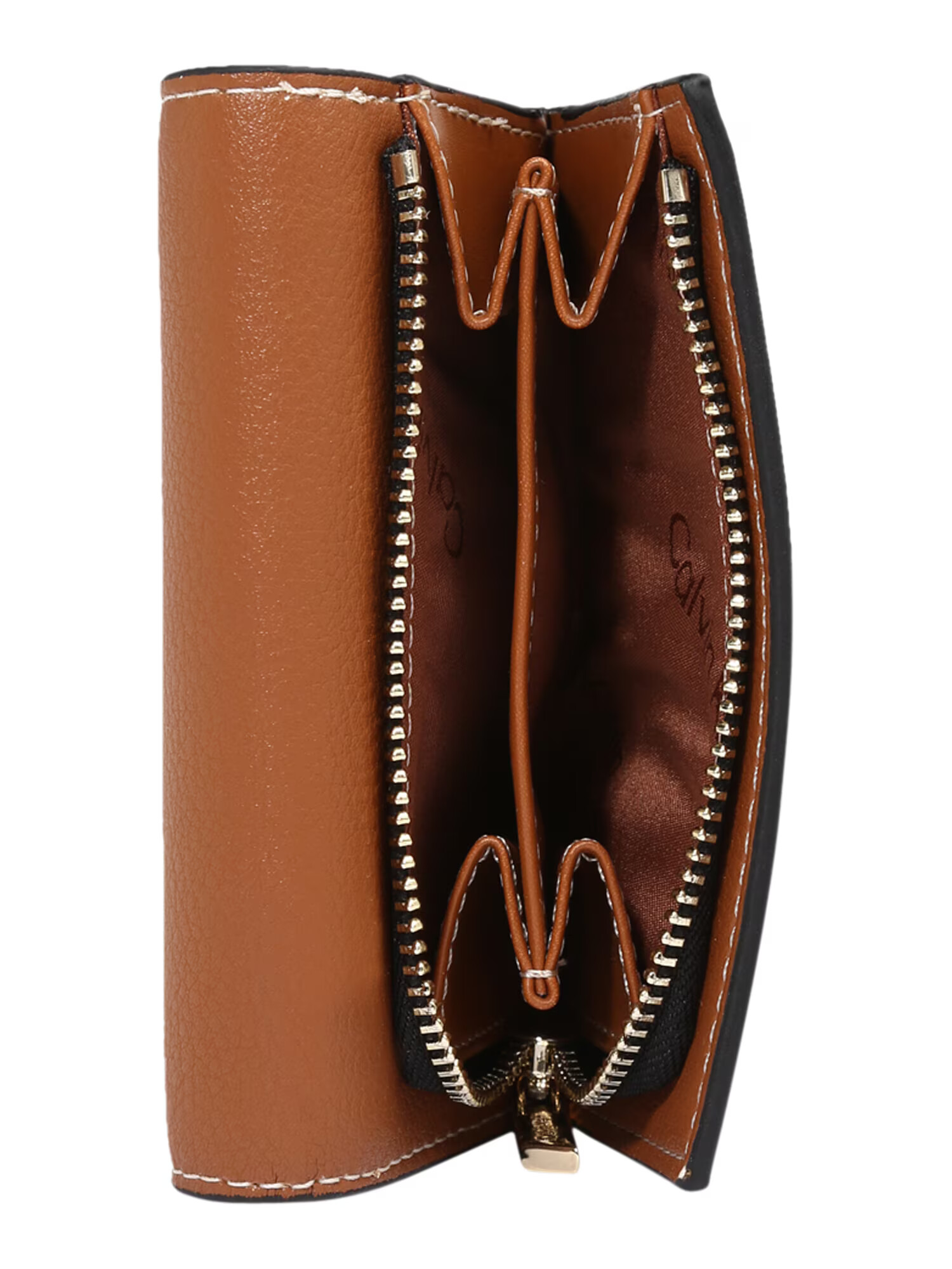 Calvin Klein Portofel 'Trifold' maro caramel / auriu - Pled.ro