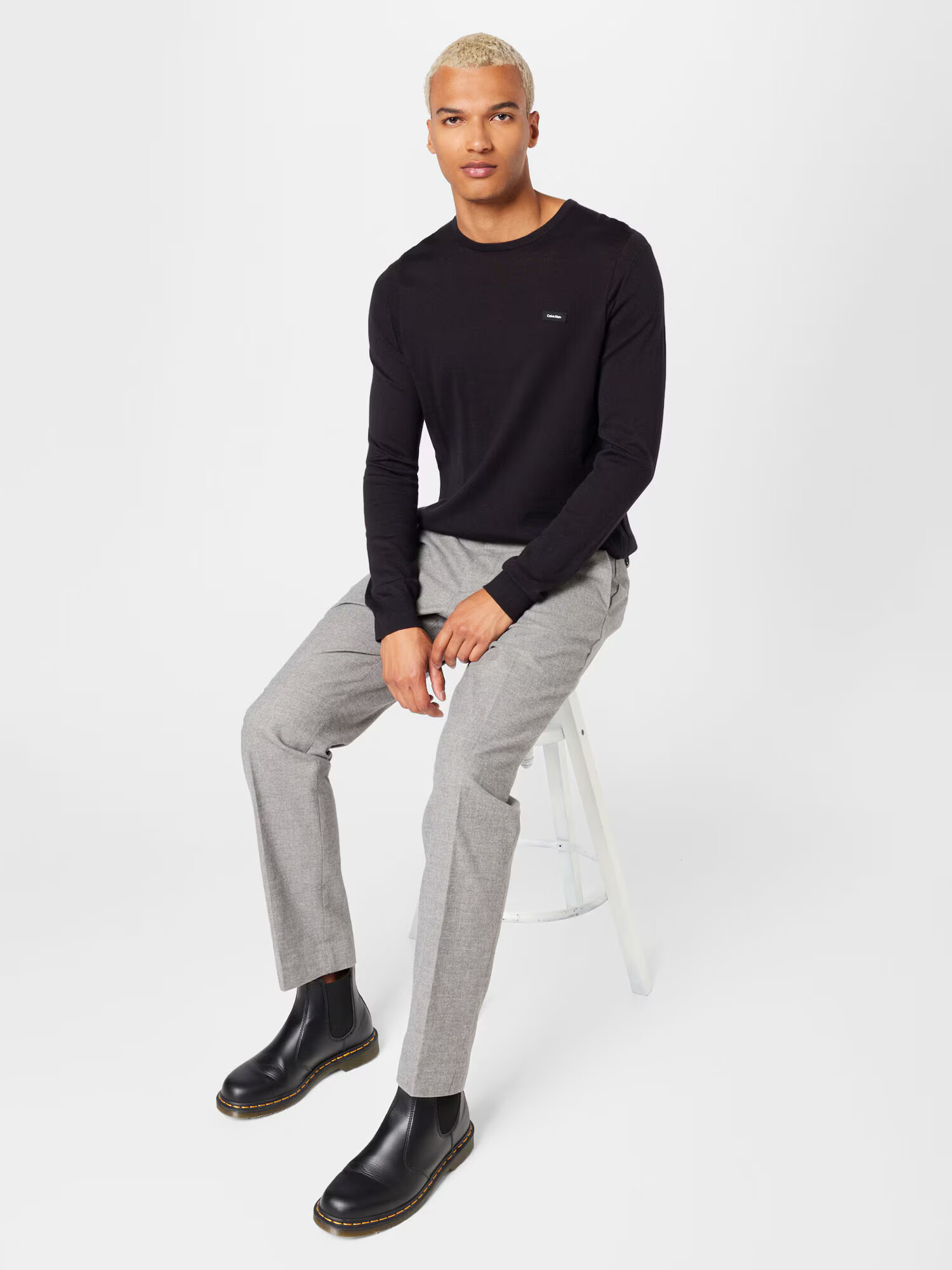 Calvin Klein Pullover negru / alb - Pled.ro