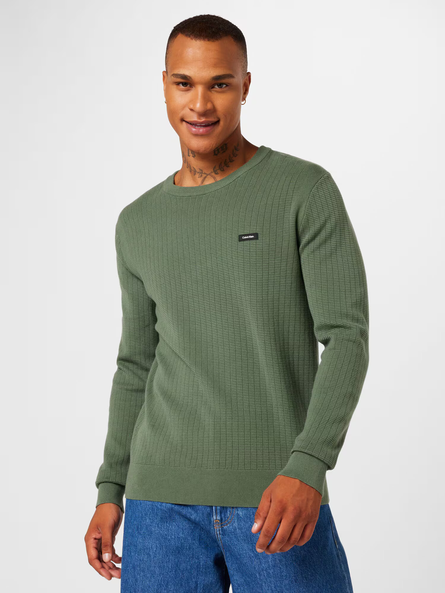 Calvin Klein Pullover verde stuf - Pled.ro