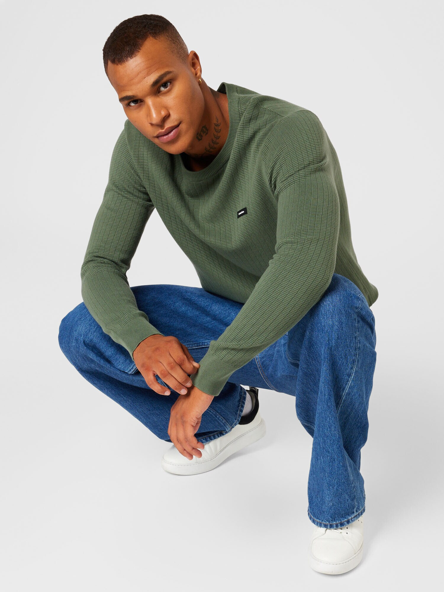 Calvin Klein Pullover verde stuf - Pled.ro