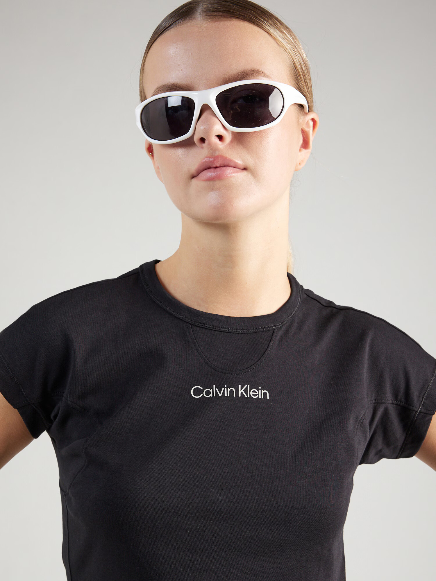 Calvin Klein Sport Tricou funcțional 'HYBRID' negru / alb - Pled.ro