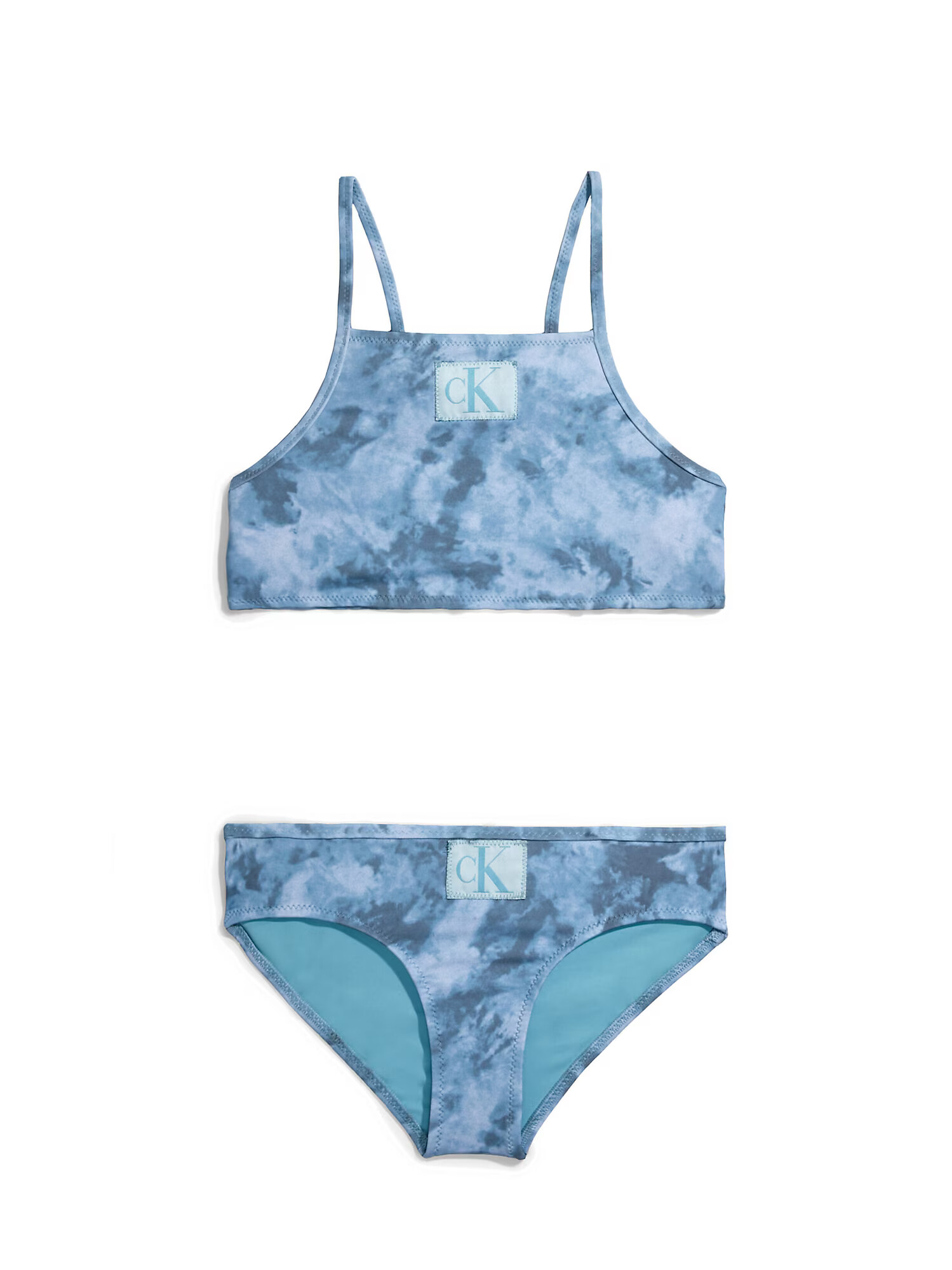 Calvin Klein Swimwear Costum de baie două piese bleumarin / albastru fumuriu / opal - Pled.ro