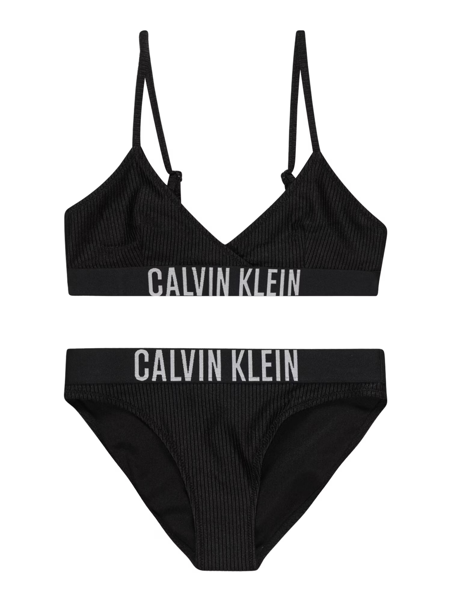 Calvin Klein Swimwear Costum de baie două piese negru / alb - Pled.ro