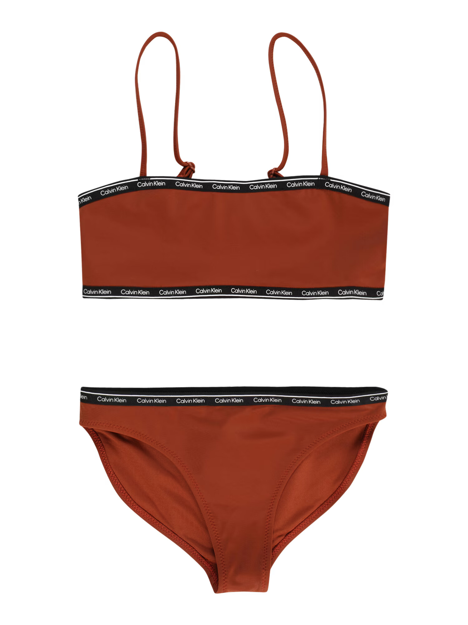 Calvin Klein Swimwear Costum de baie două piese roșu ruginiu / negru / alb - Pled.ro