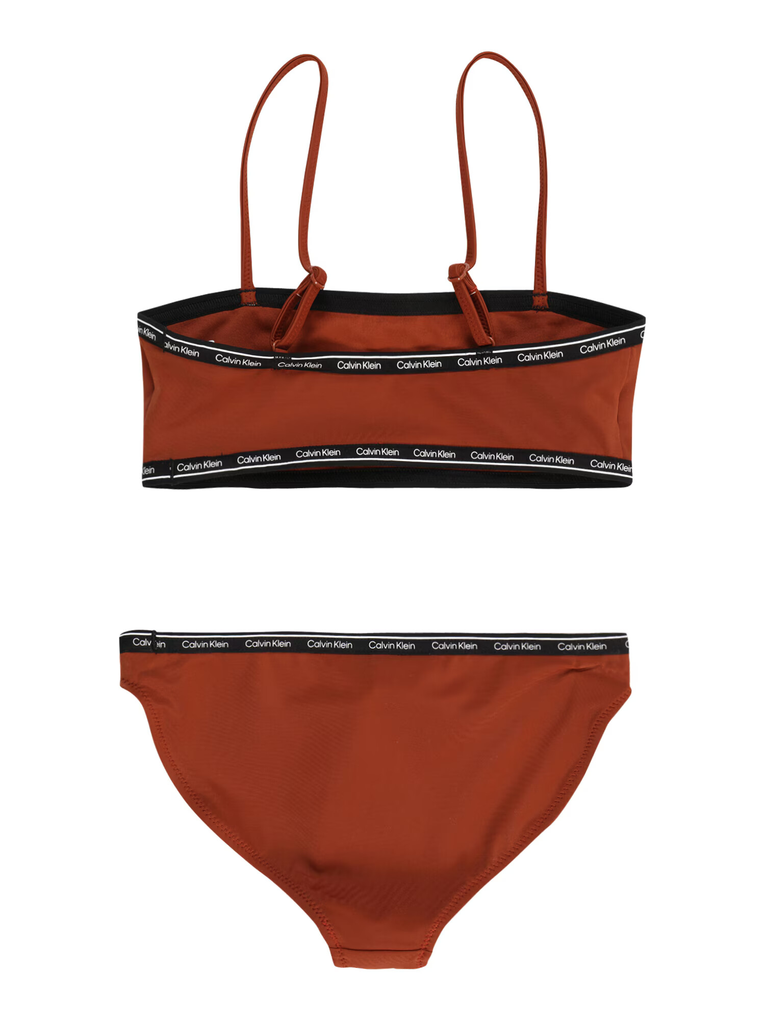 Calvin Klein Swimwear Costum de baie două piese roșu ruginiu / negru / alb - Pled.ro