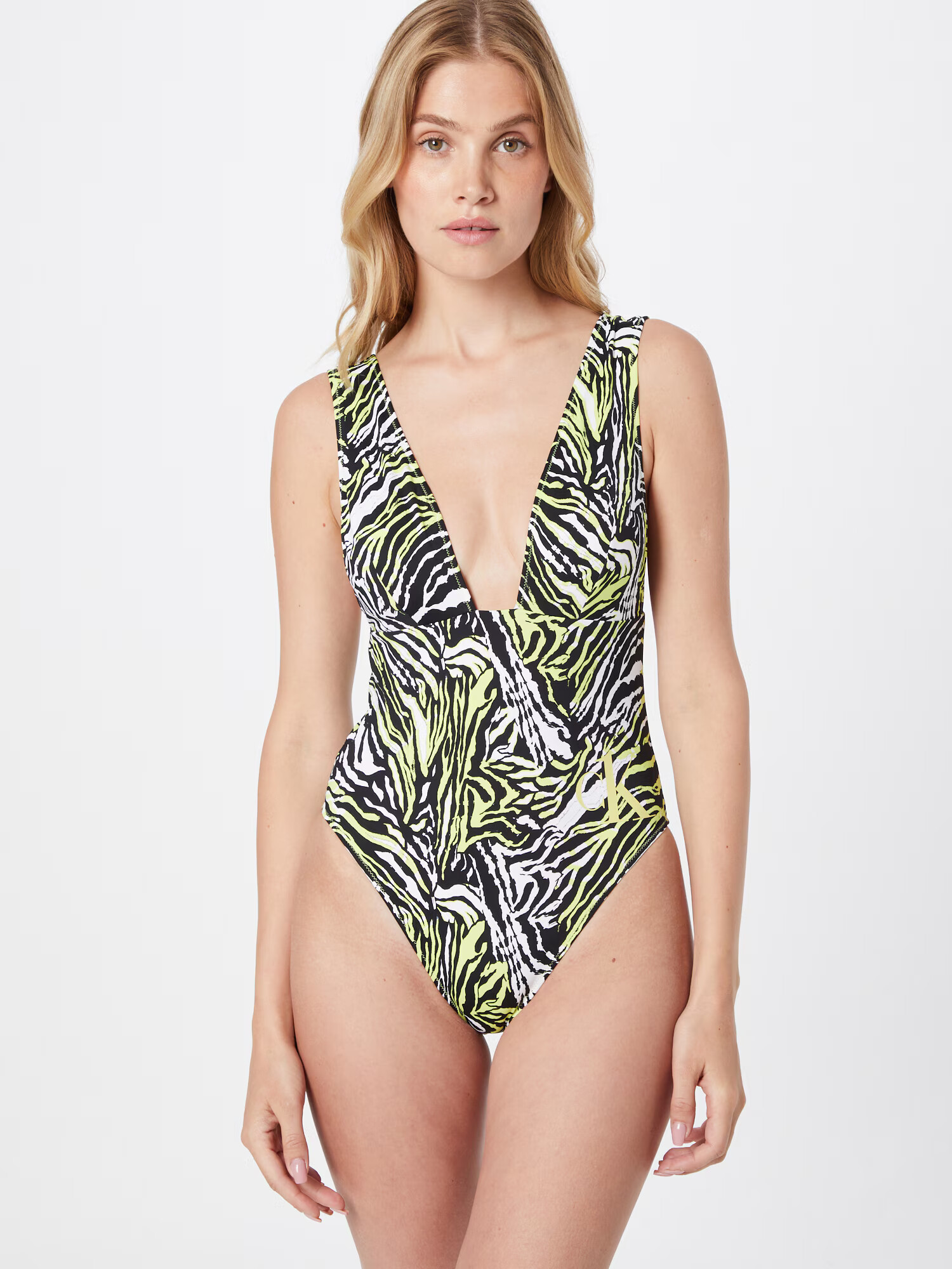 Calvin Klein Swimwear Costum de baie întreg bej / verde deschis / negru - Pled.ro