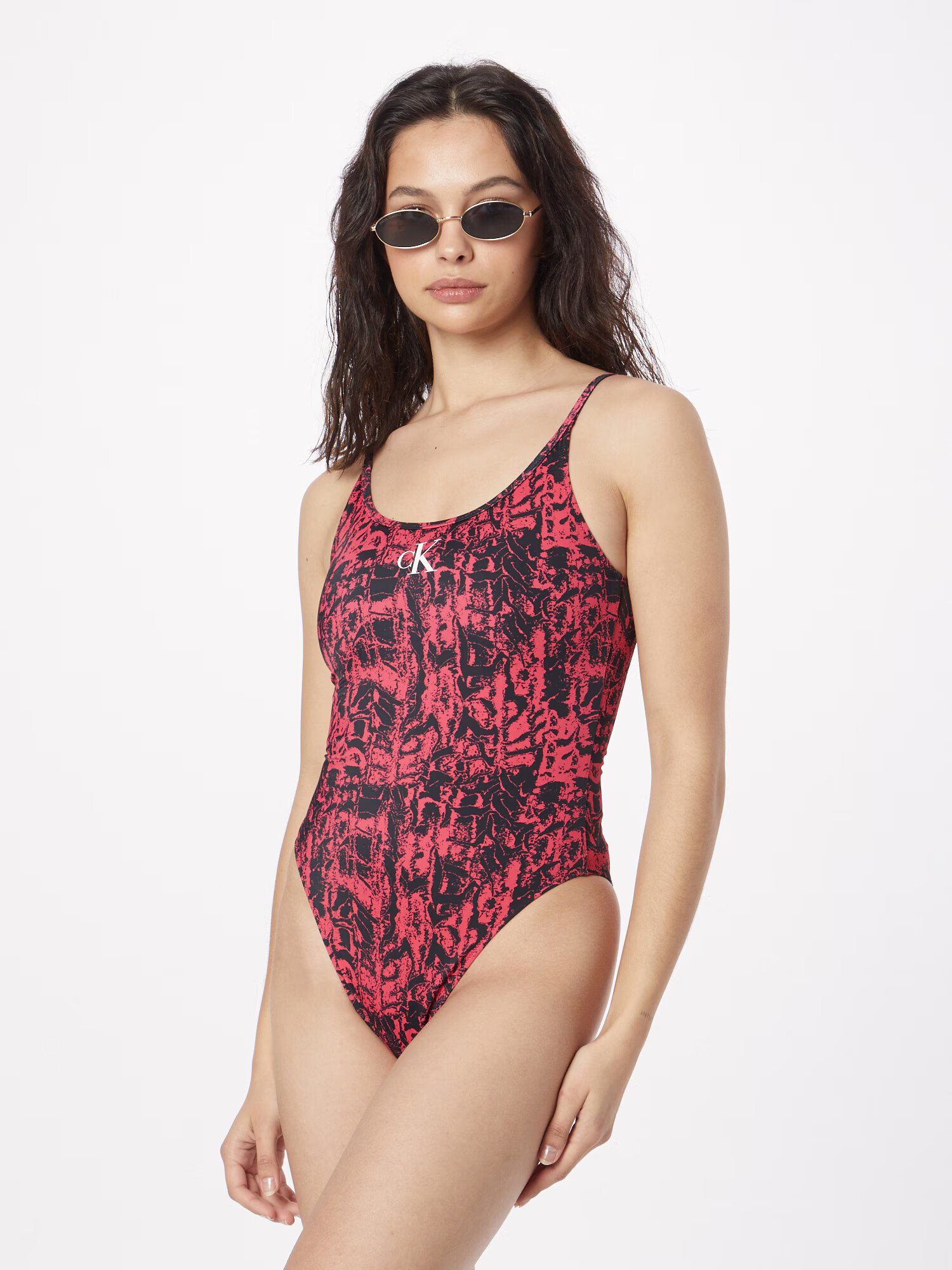 Calvin Klein Swimwear Costum de baie întreg roz / negru / alb - Pled.ro