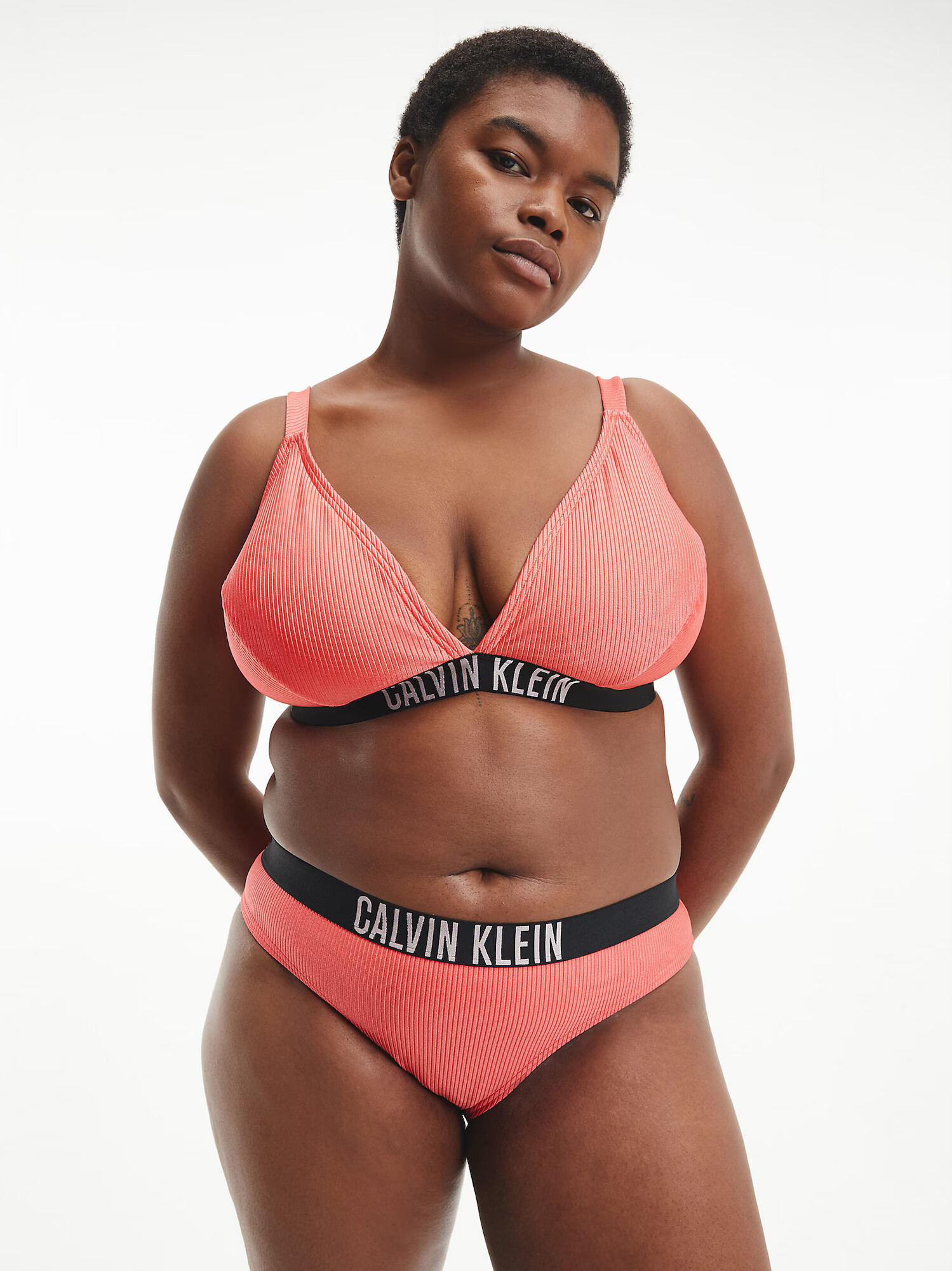 Calvin Klein Swimwear Plus Slip costum de baie portocaliu caisă / negru / alb - Pled.ro