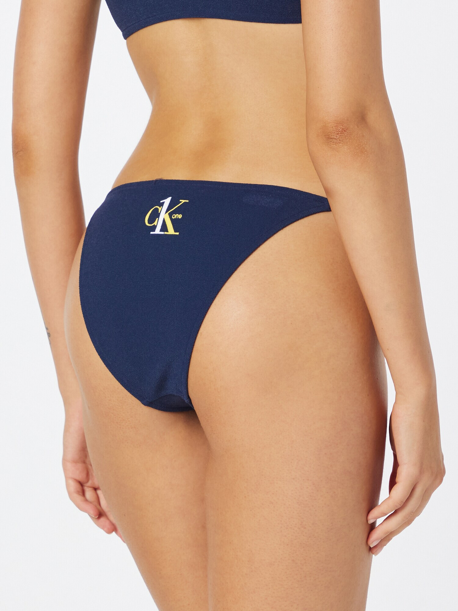 Calvin Klein Swimwear Slip costum de baie 'Cheeky' bleumarin / galben / alb - Pled.ro