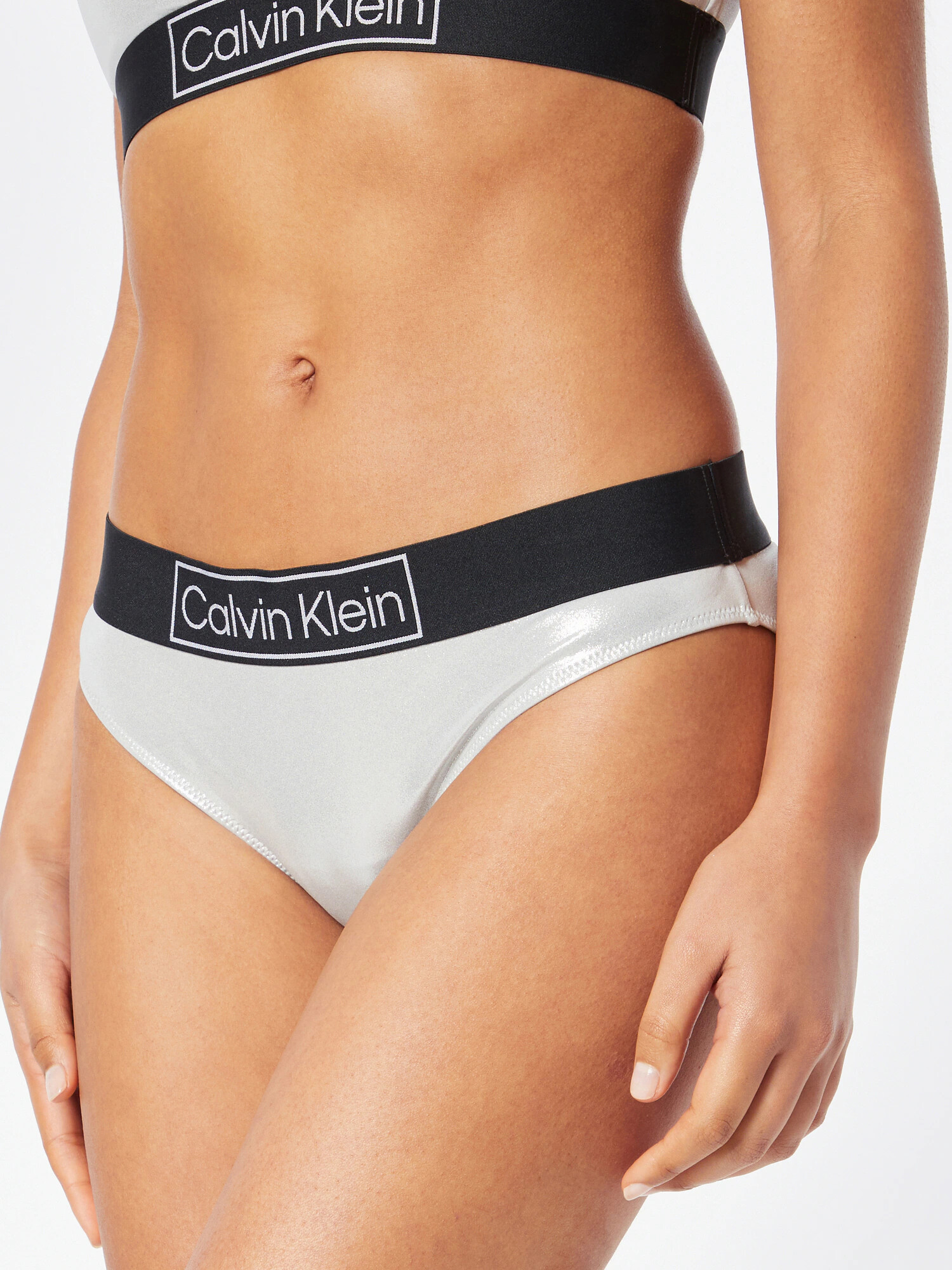 Calvin Klein Swimwear Slip costum de baie 'Core Festive' gri deschis / negru / alb - Pled.ro