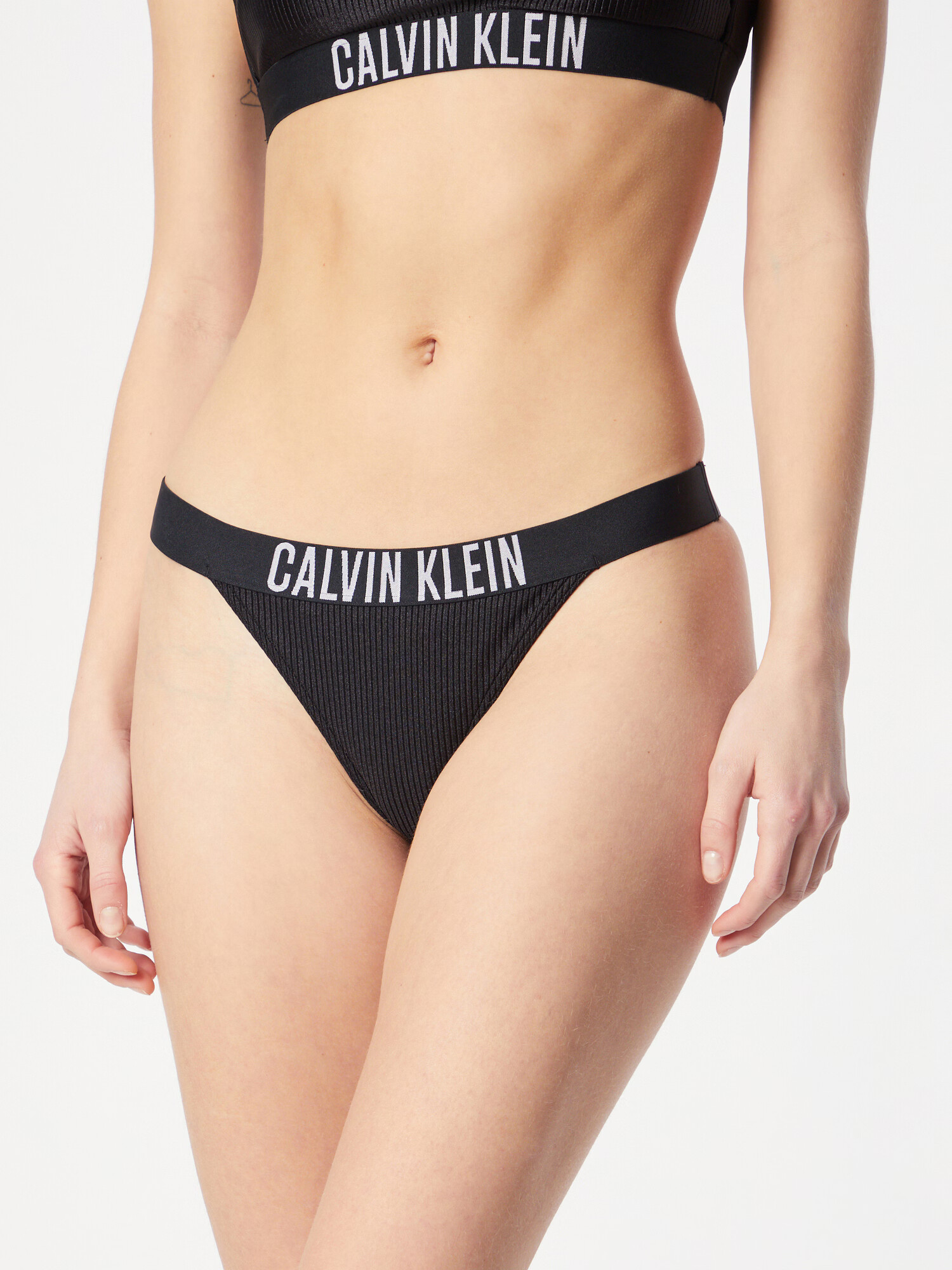 Calvin Klein Swimwear Slip costum de baie 'Intense Power' negru / alb - Pled.ro